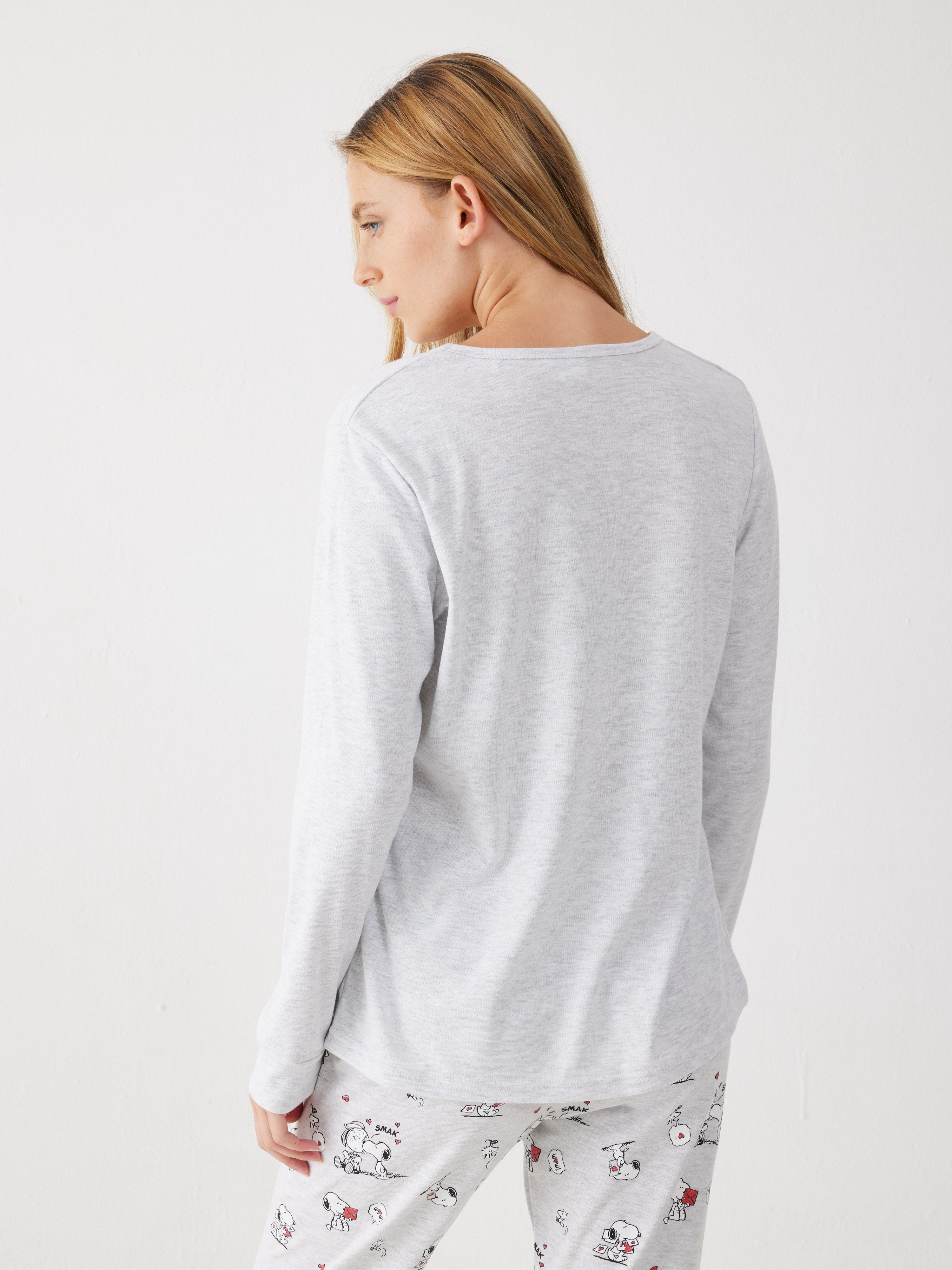 פיג'מה סנופי אינטרלוק - אפור מלאנז