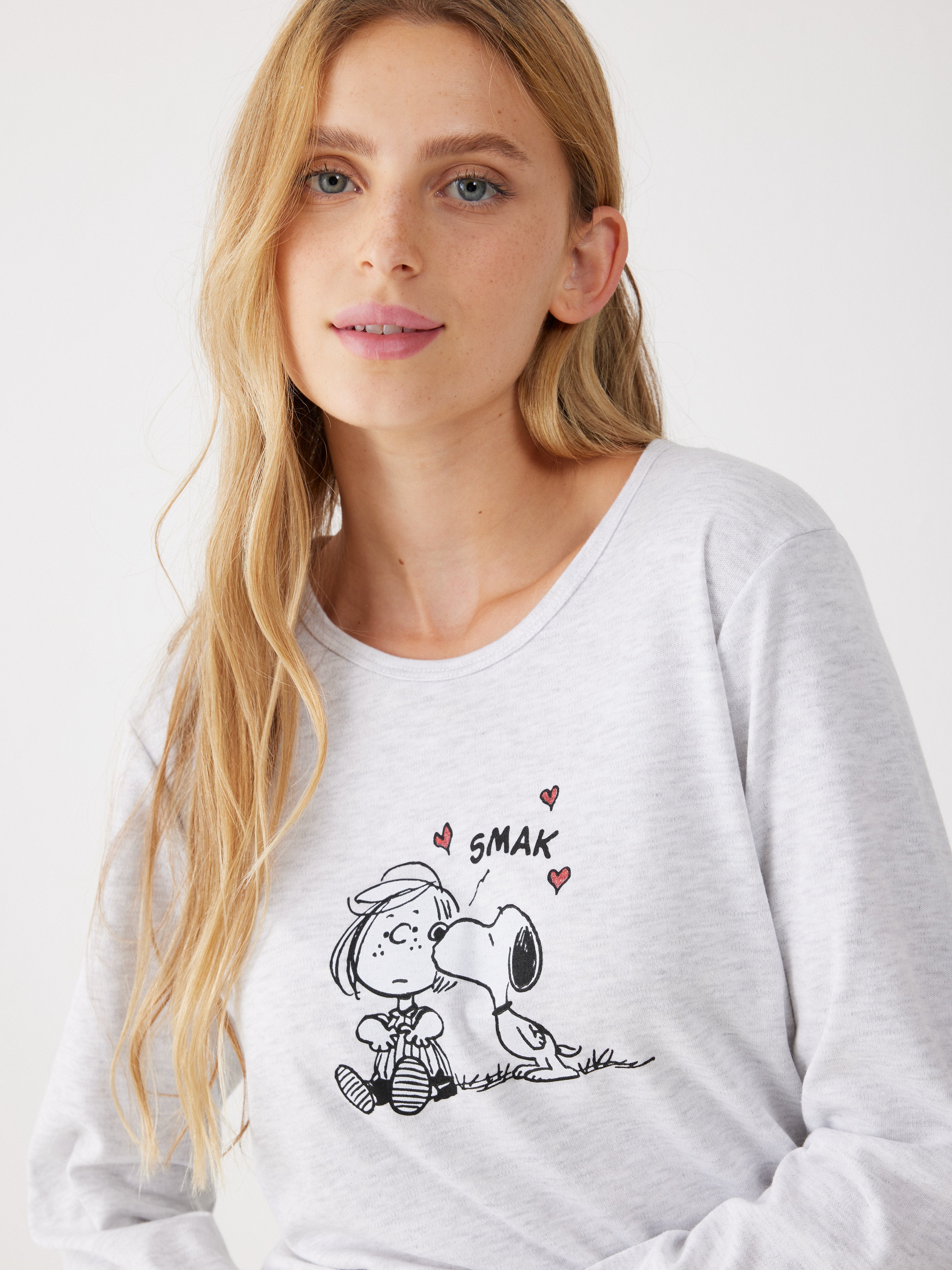 פיג'מה סנופי אינטרלוק - אפור מלאנז