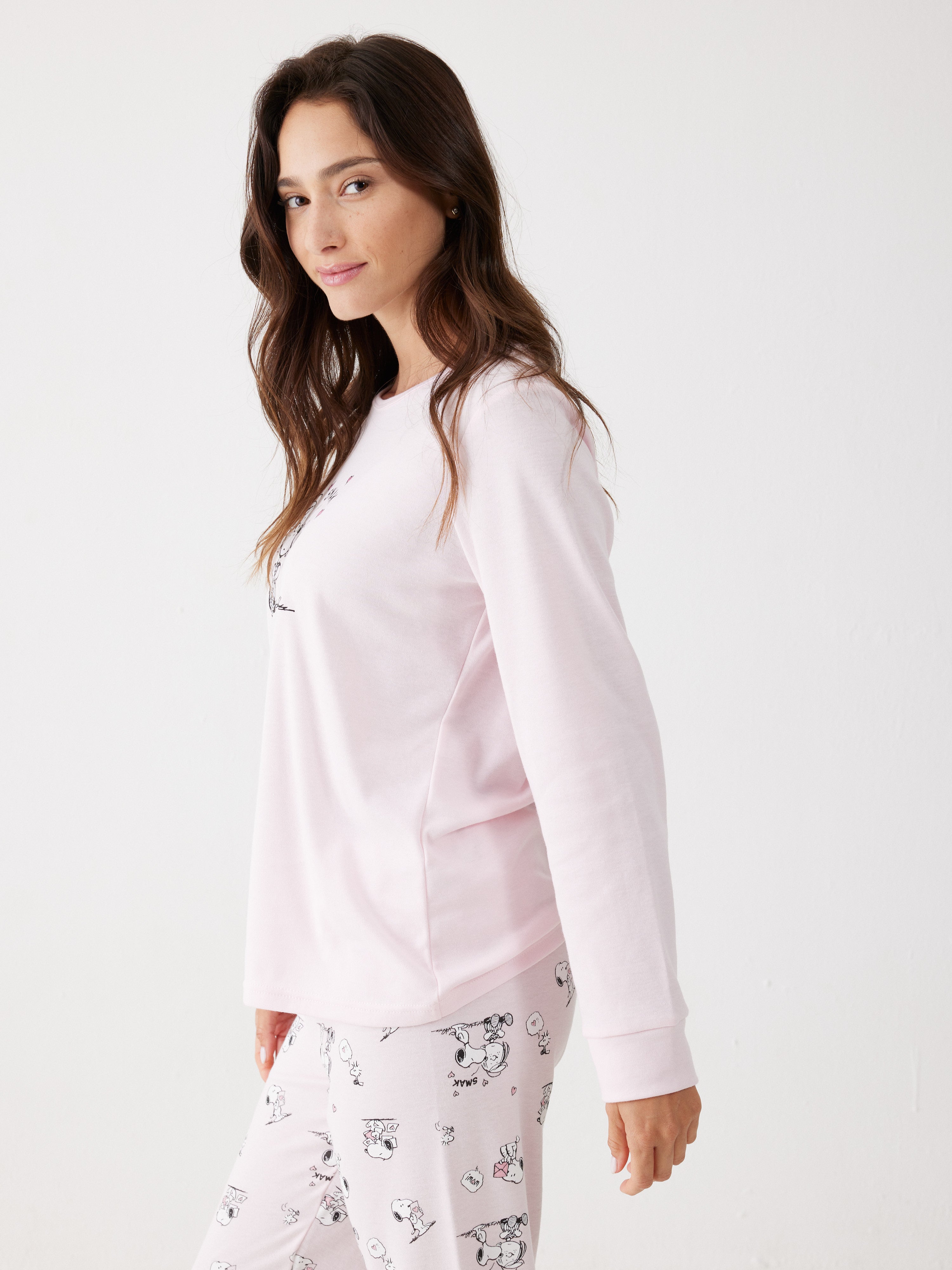 פיג'מה סנופי אינטרלוק - ורוד
