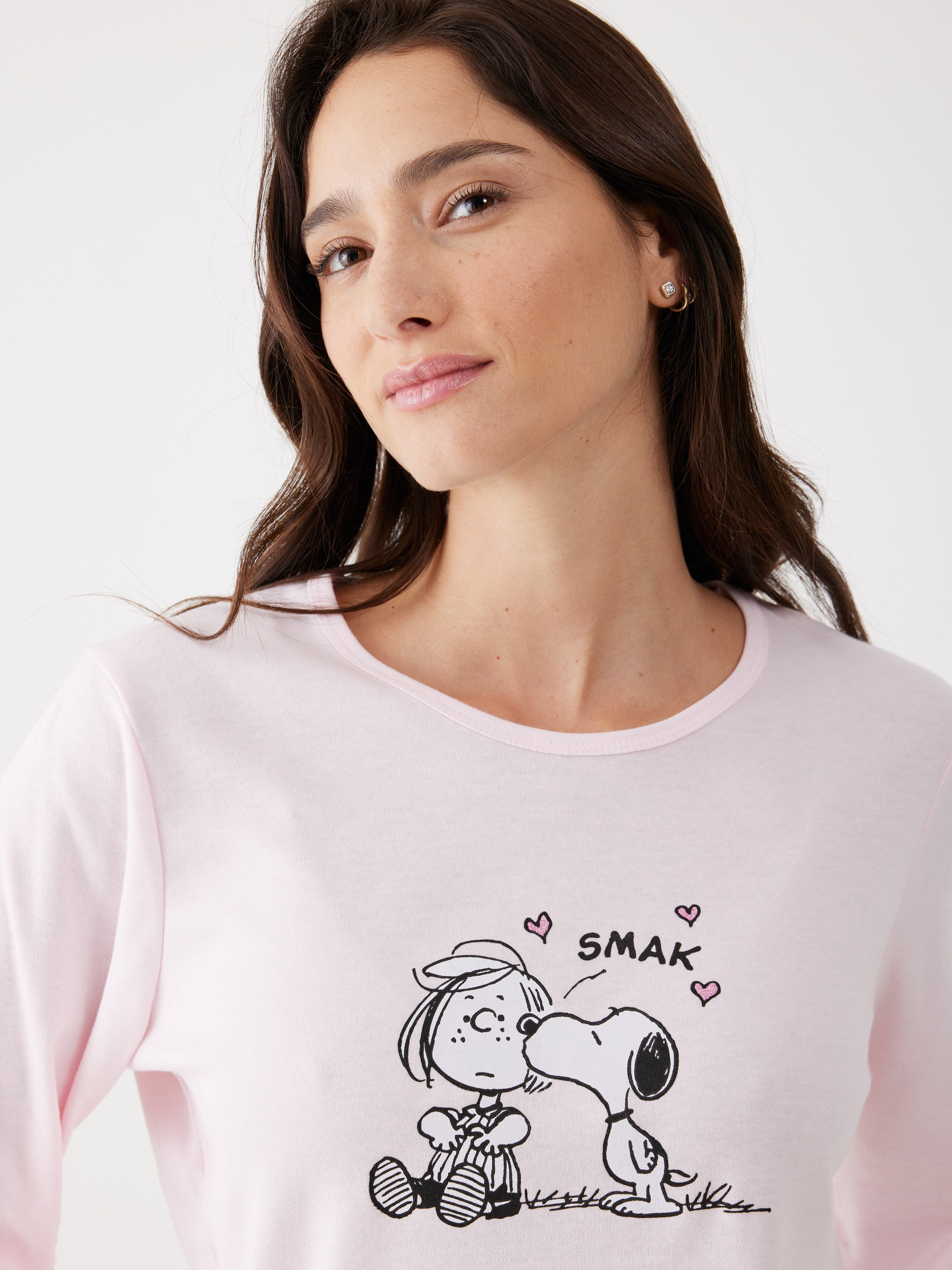 פיג'מה סנופי אינטרלוק - ורוד