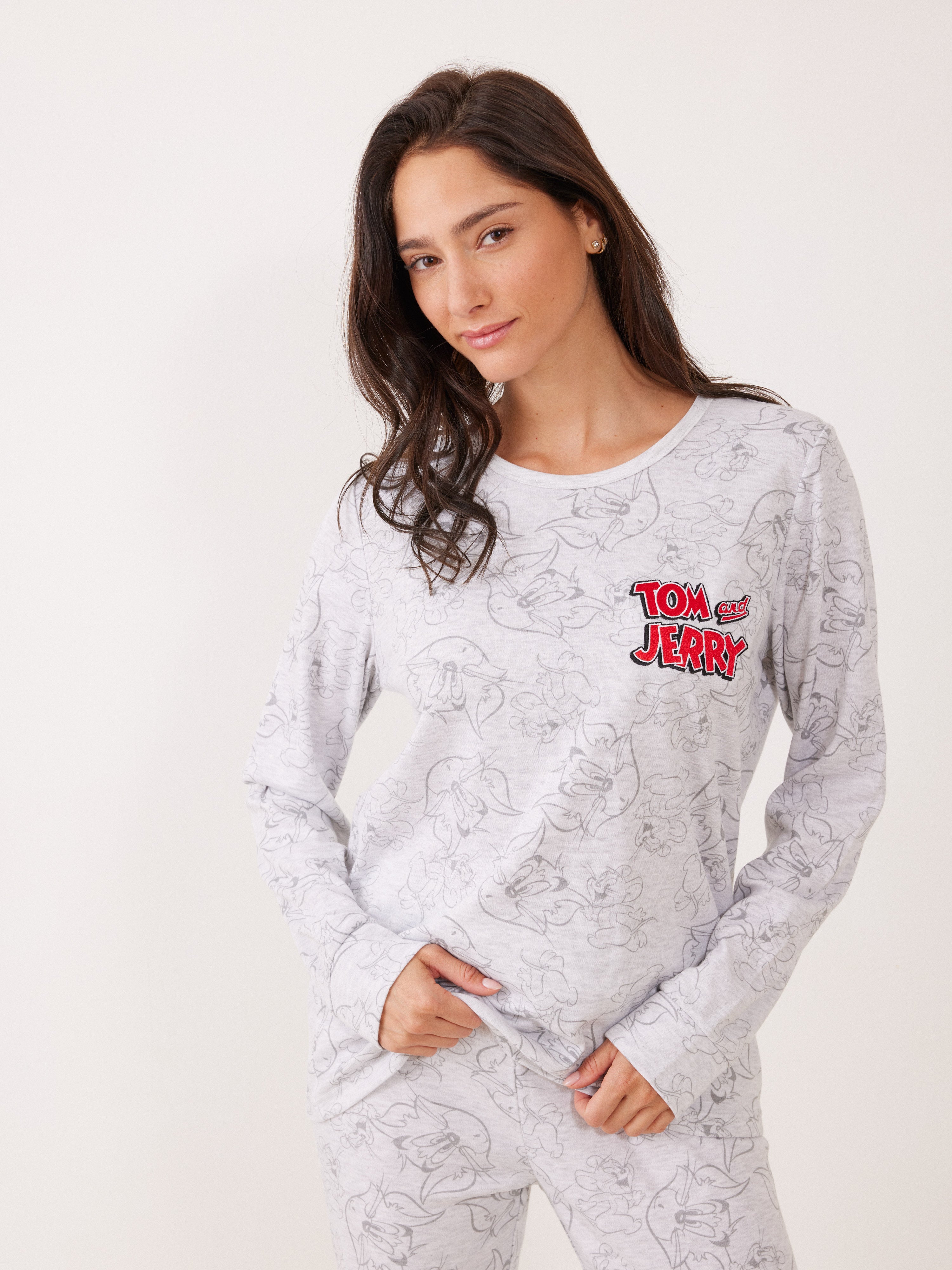 פיג'מה אינטרלוק TOM&JERRY - אפור מלאנז