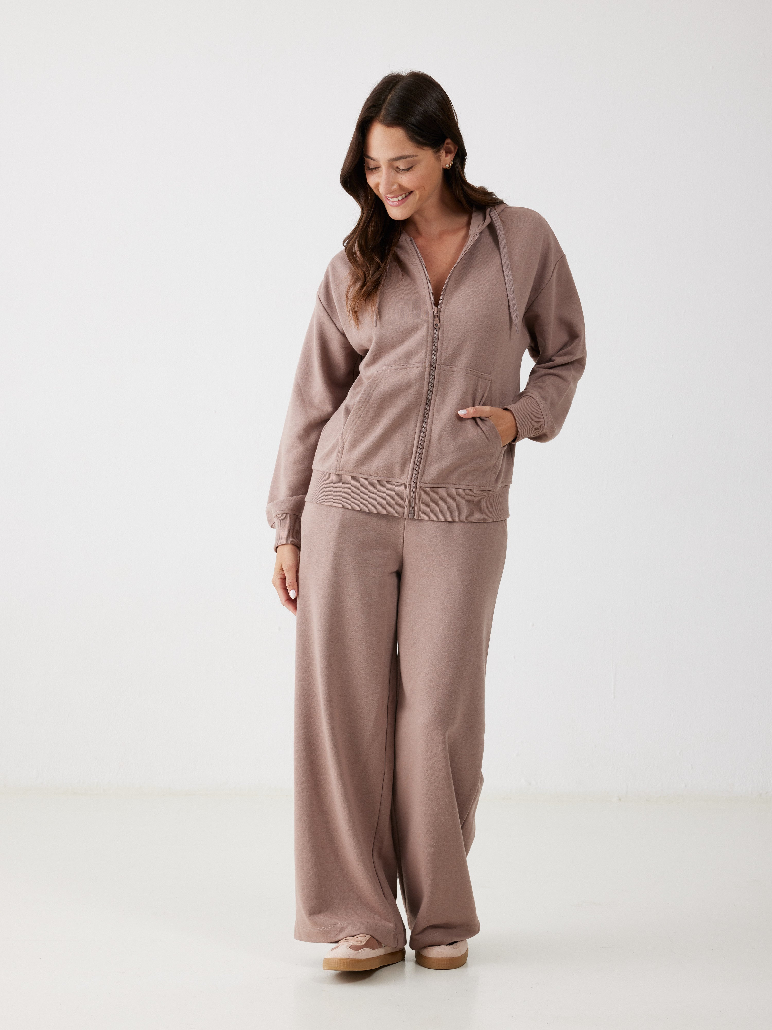 חליפת פנאי פרנץ' טרי - קפה