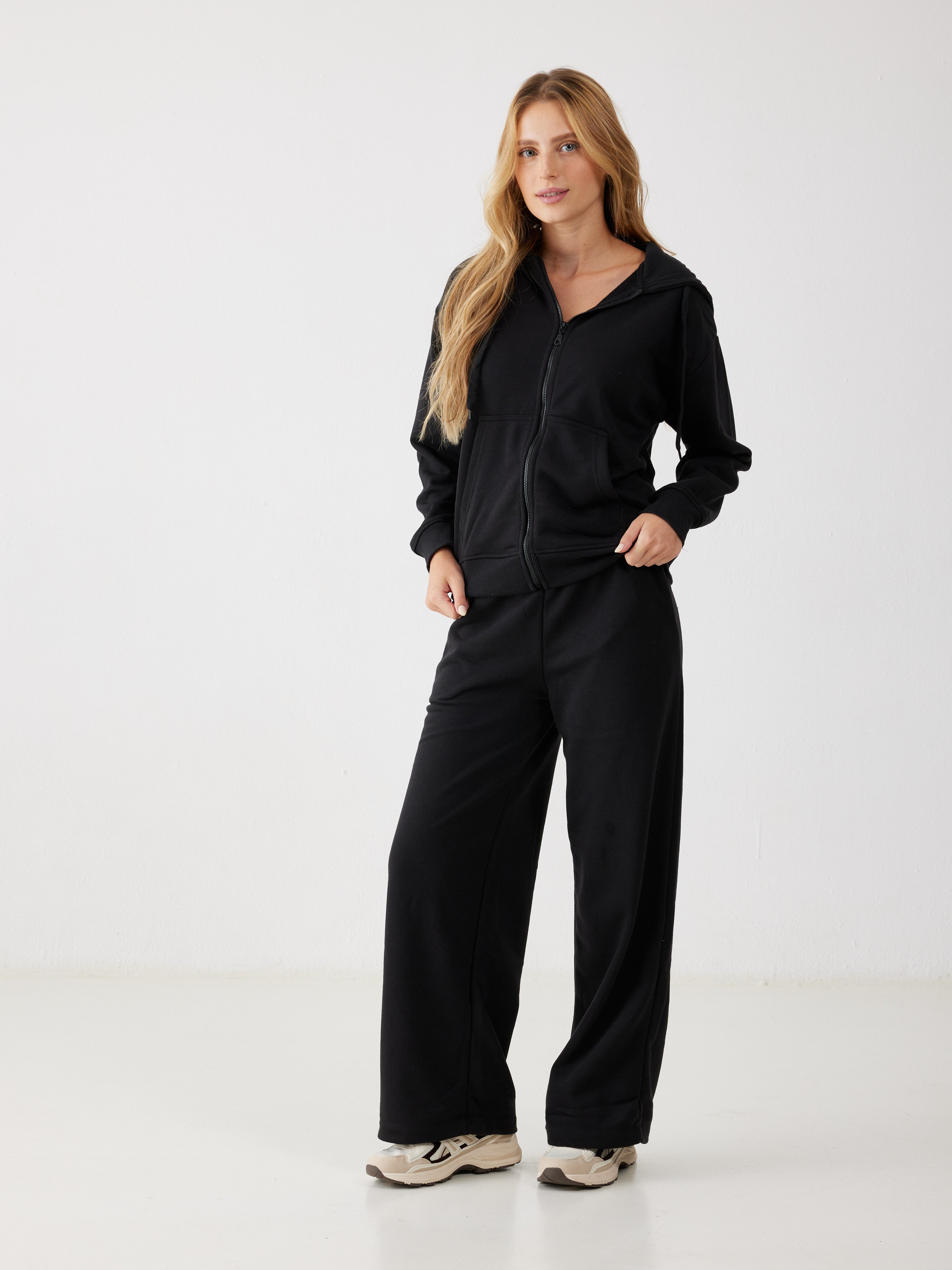 חליפת פנאי פרנץ' טרי - שחור