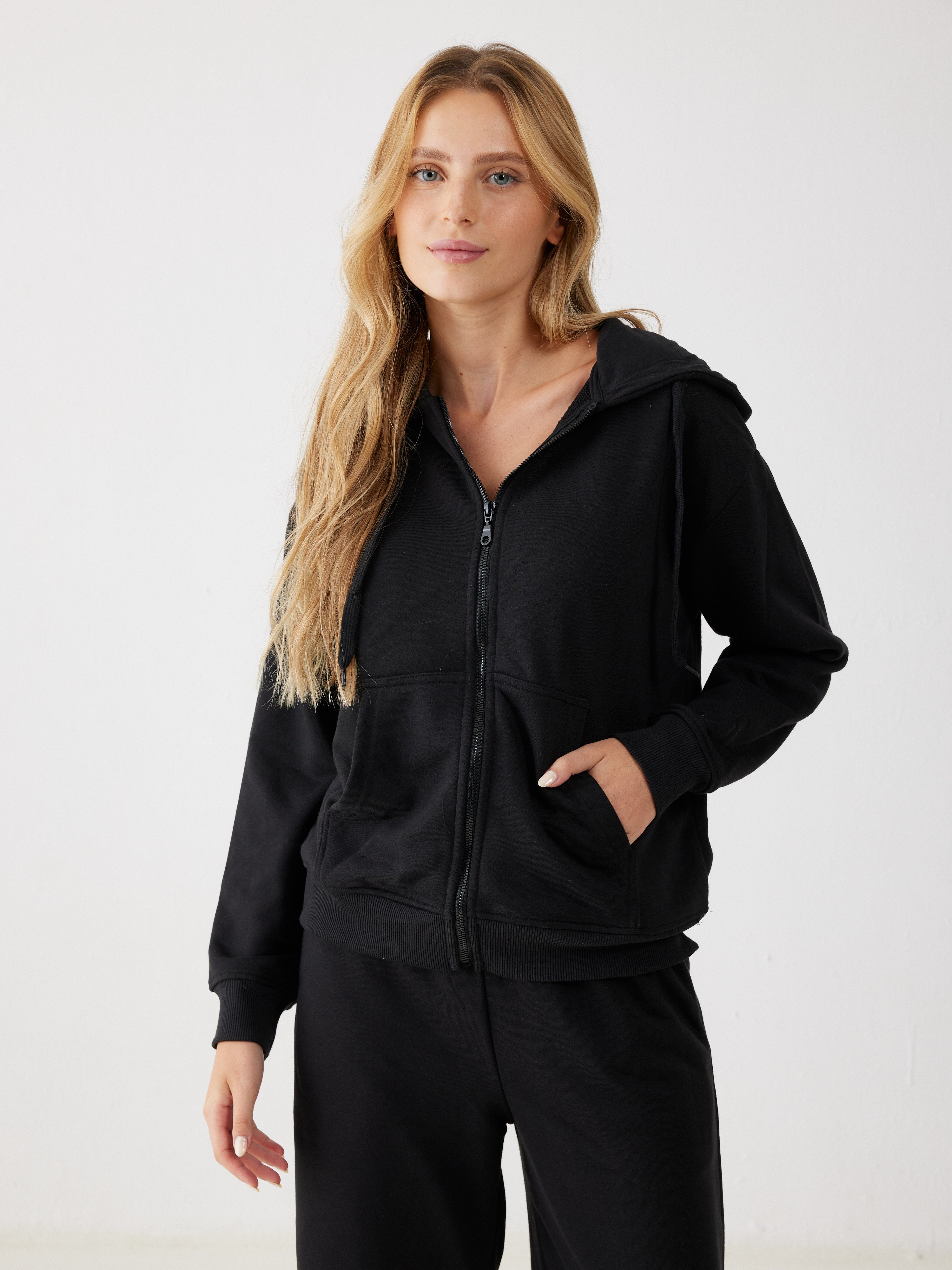 חליפת פנאי פרנץ' טרי - שחור