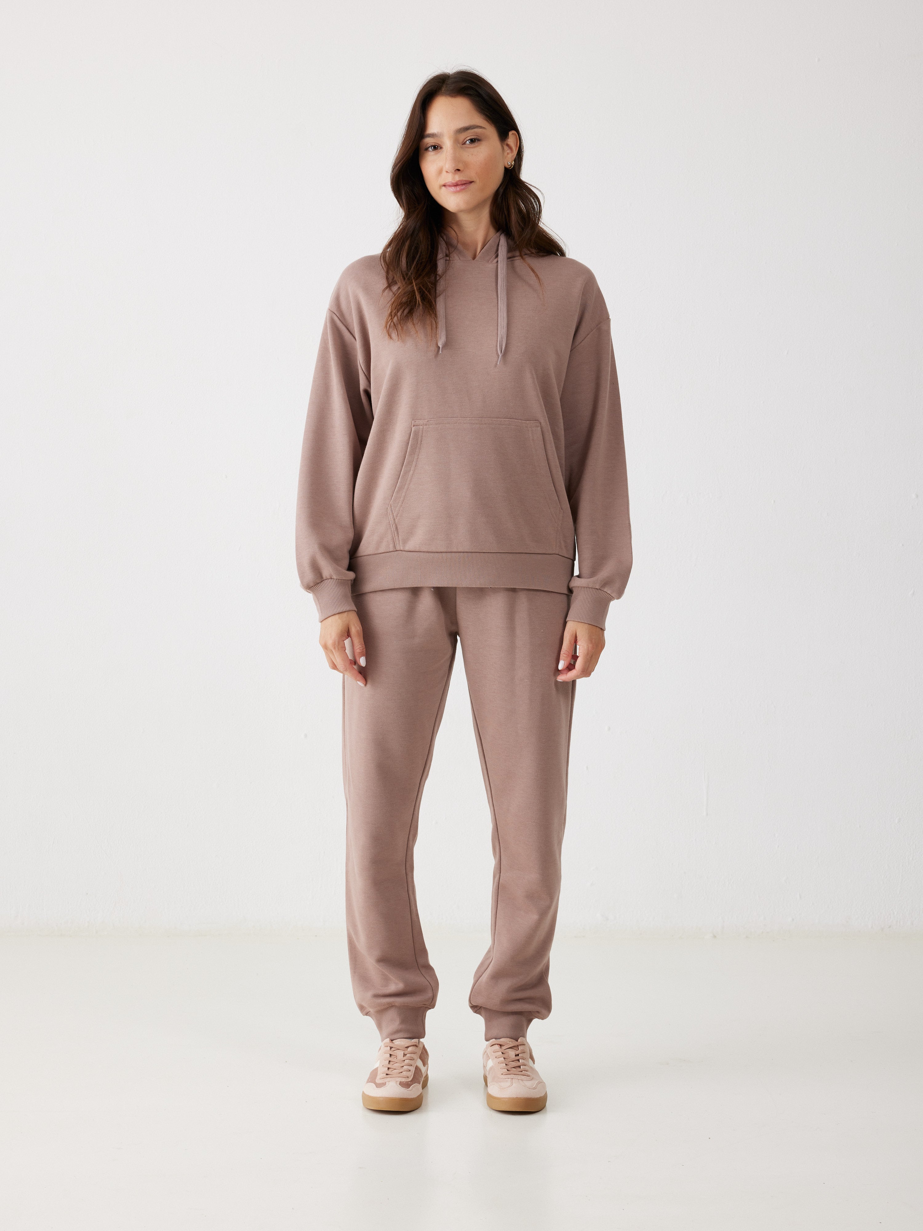 חליפת פנאי קפוצ'ון פרנץ' טרי - קפה