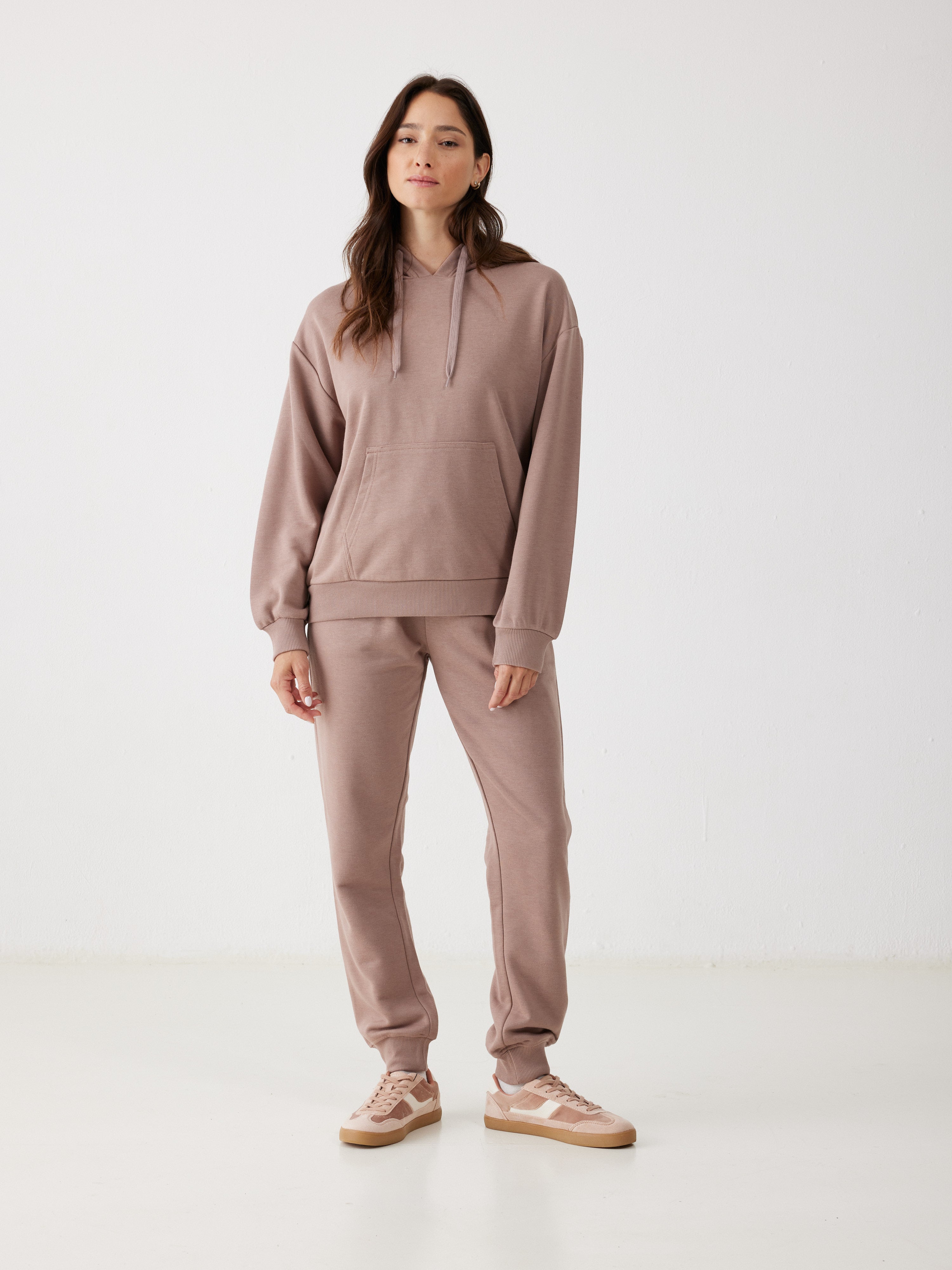 חליפת פנאי קפוצ'ון פרנץ' טרי - קפה