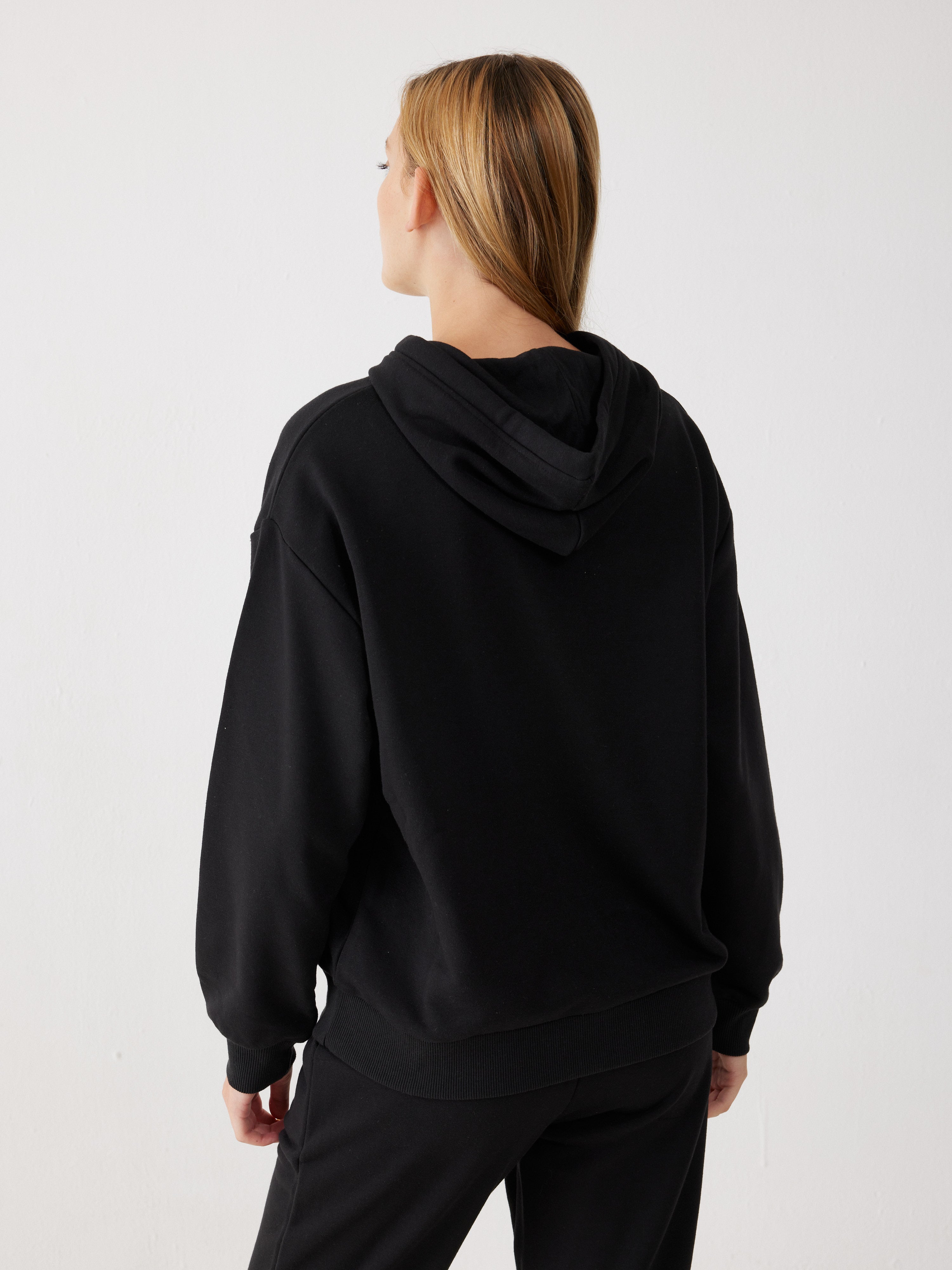 חליפת פנאי קפוצ'ון פרנץ' טרי - שחור