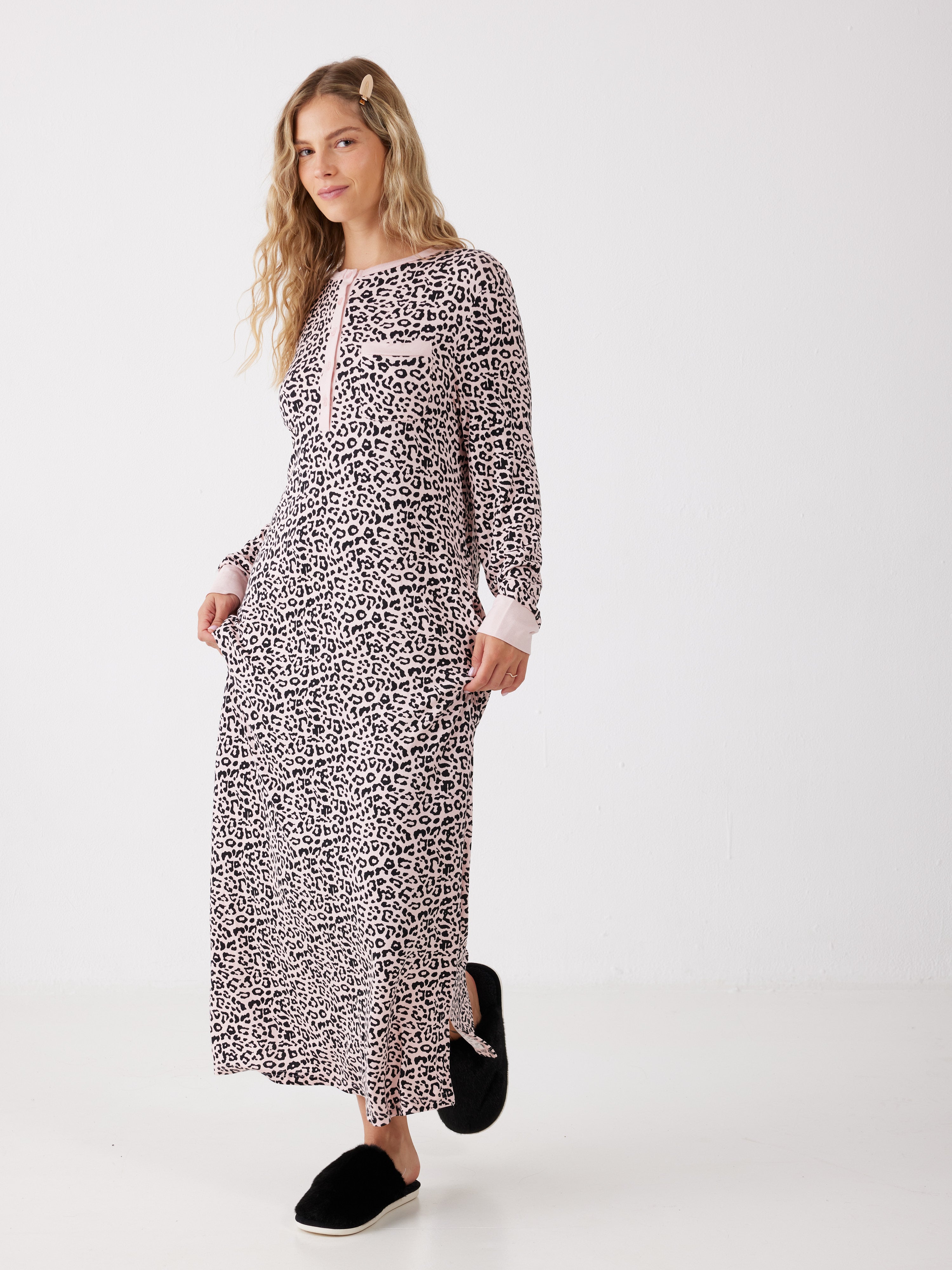 כותונת מנומרת ויסקוזה - ורוד