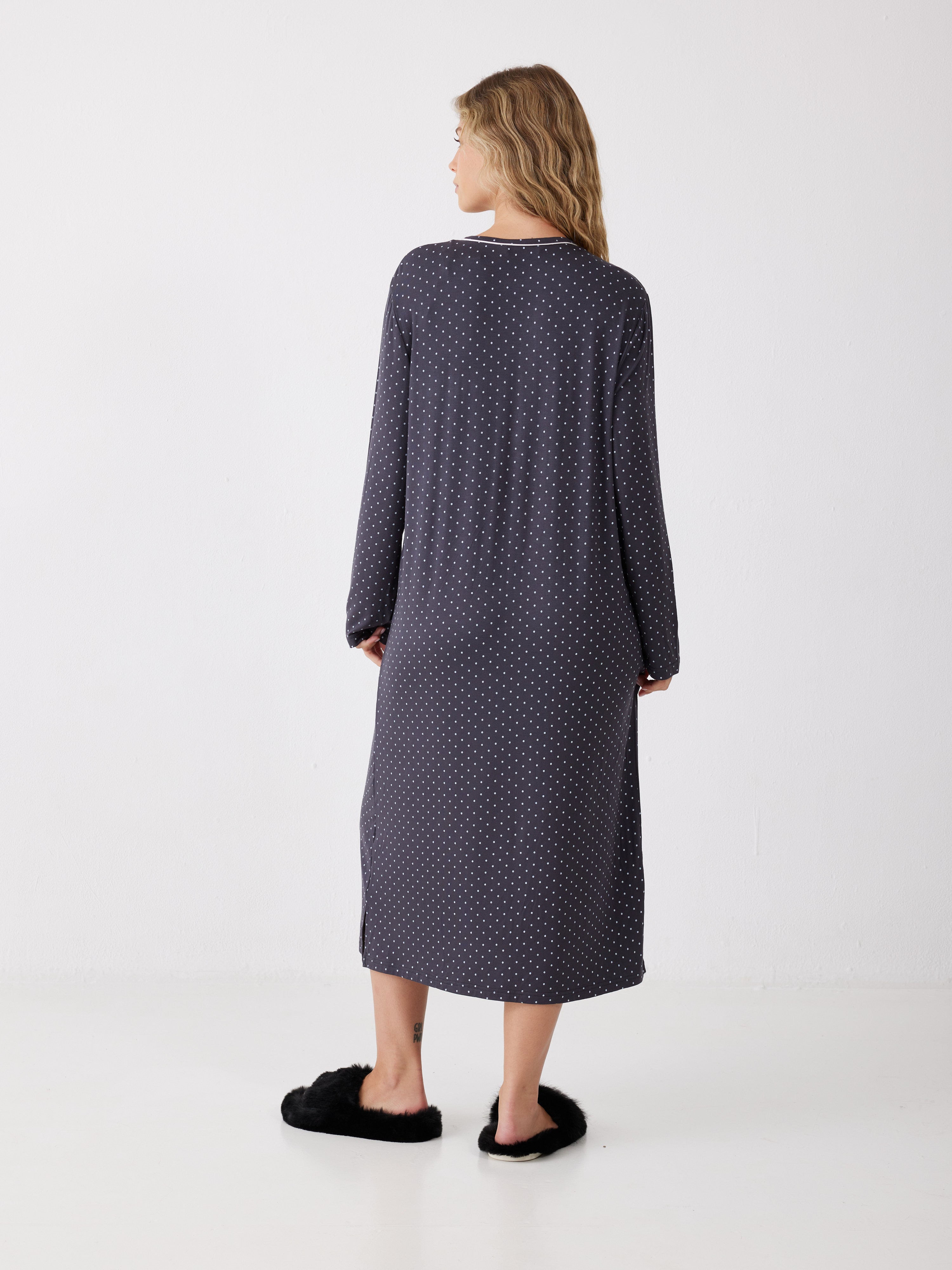 כותונת נקודות ויסקוזה - אפור כהה