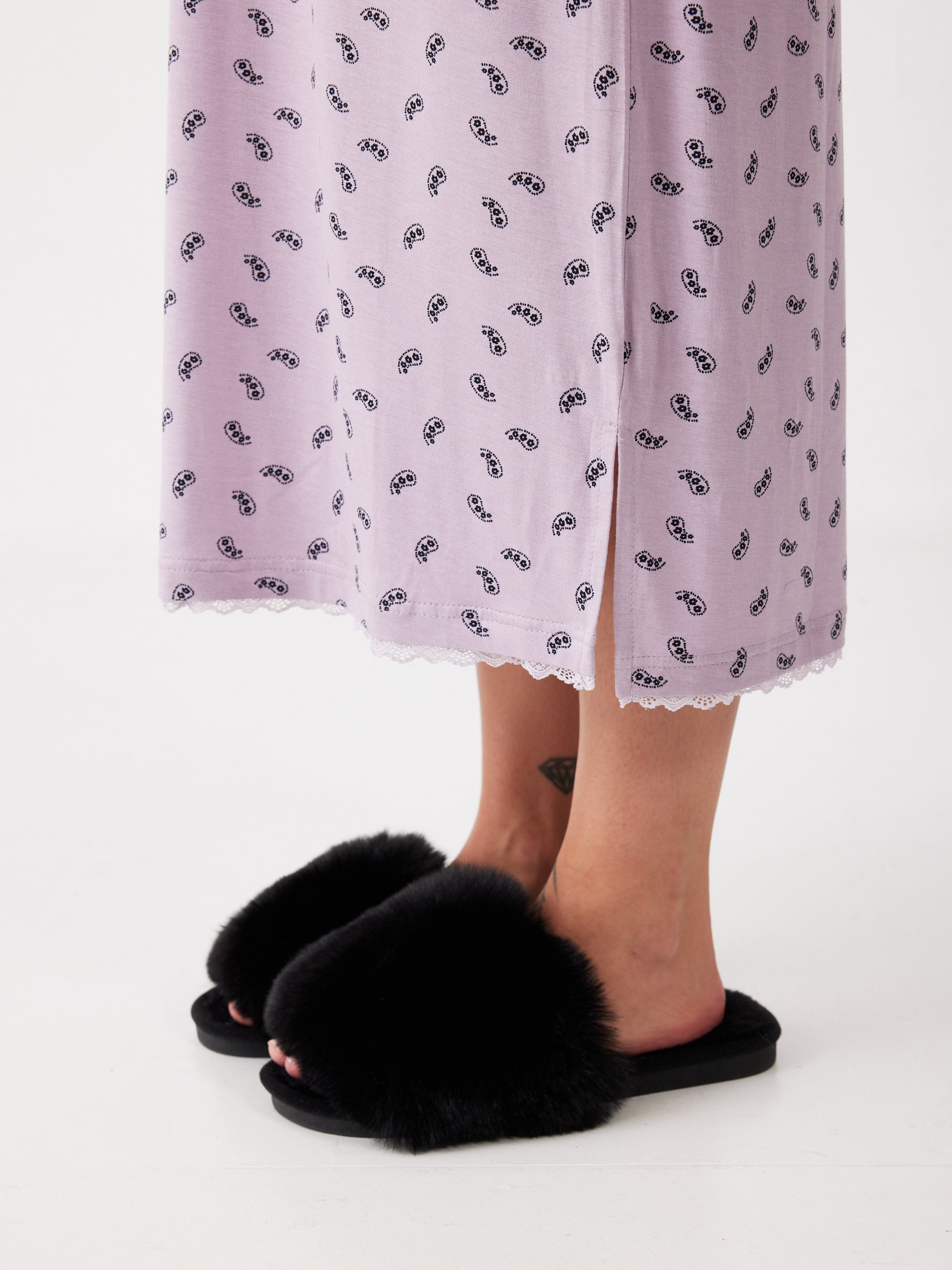 כותונת הדפס ויסקוזה - סגול מעושן