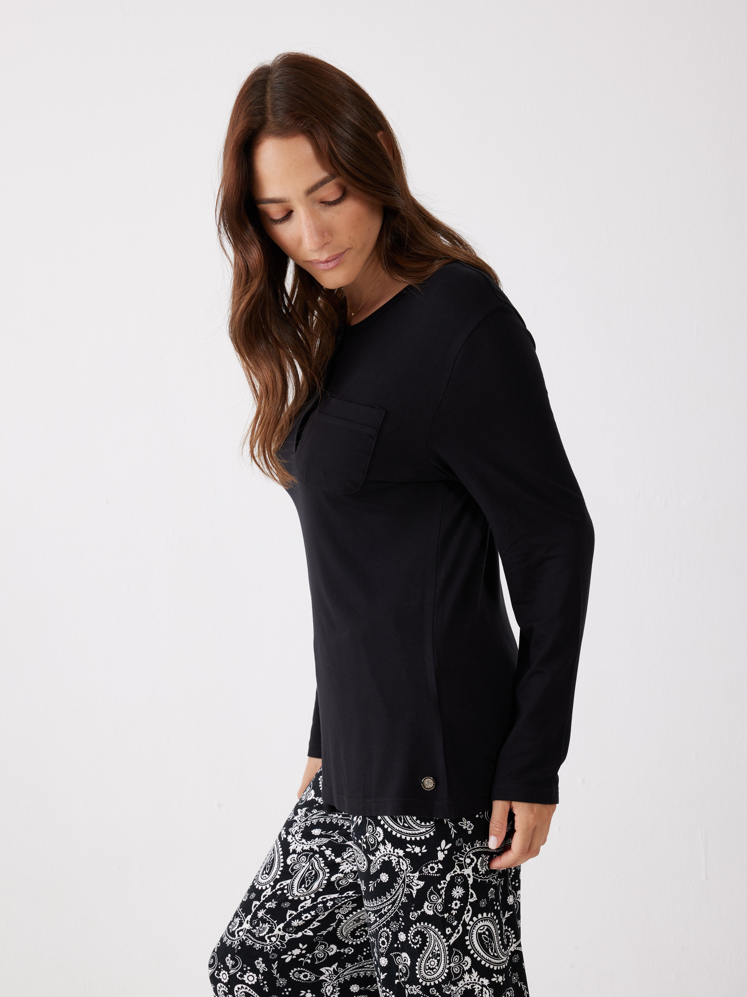 פיג'מה פייזלי ויסקוזה - שחור