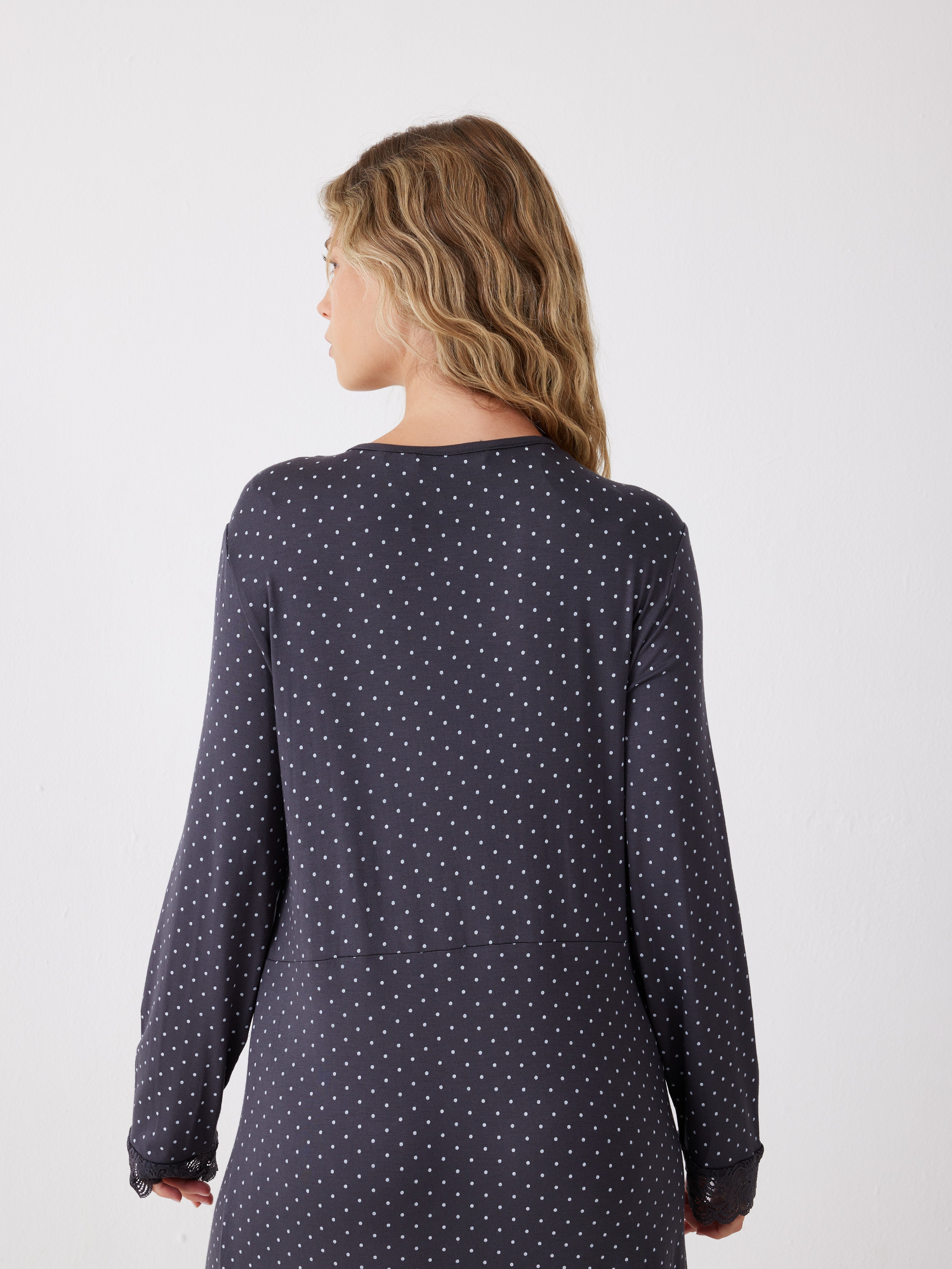 כותונת שרוול 3/4 נקודות ויסקוזה - אפור כהה