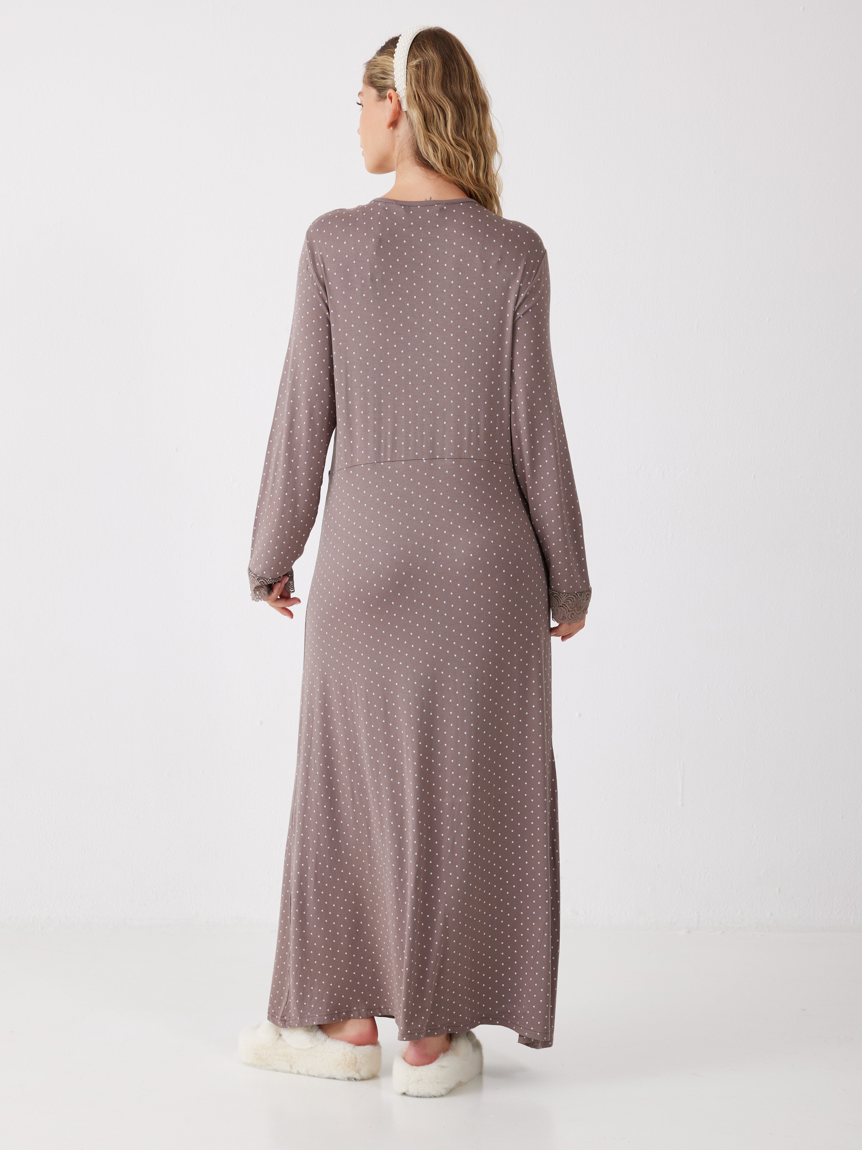 כותונת שרוול 3/4 נקודות ויסקוזה - חום