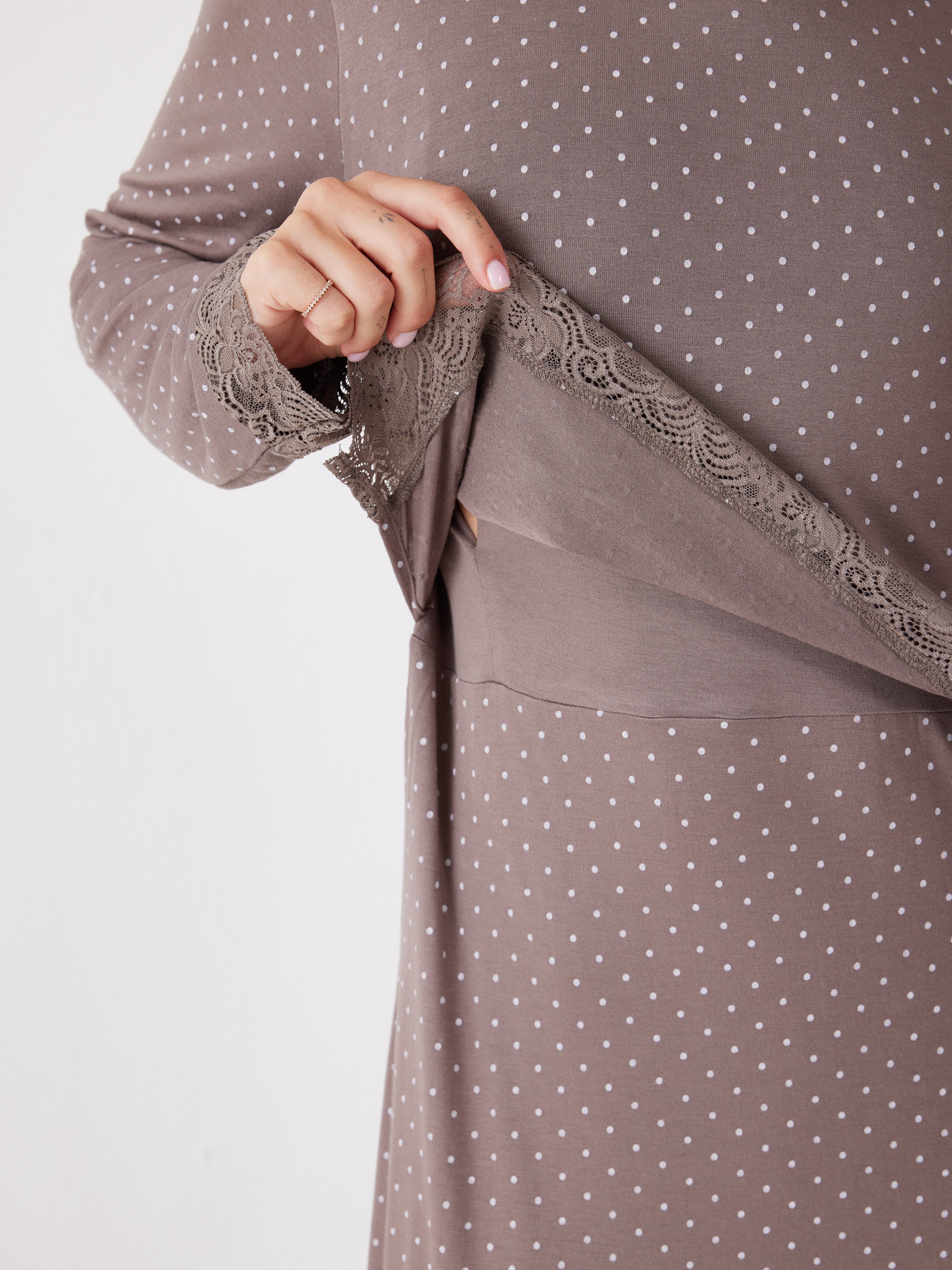 כותונת שרוול 3/4 נקודות ויסקוזה - חום