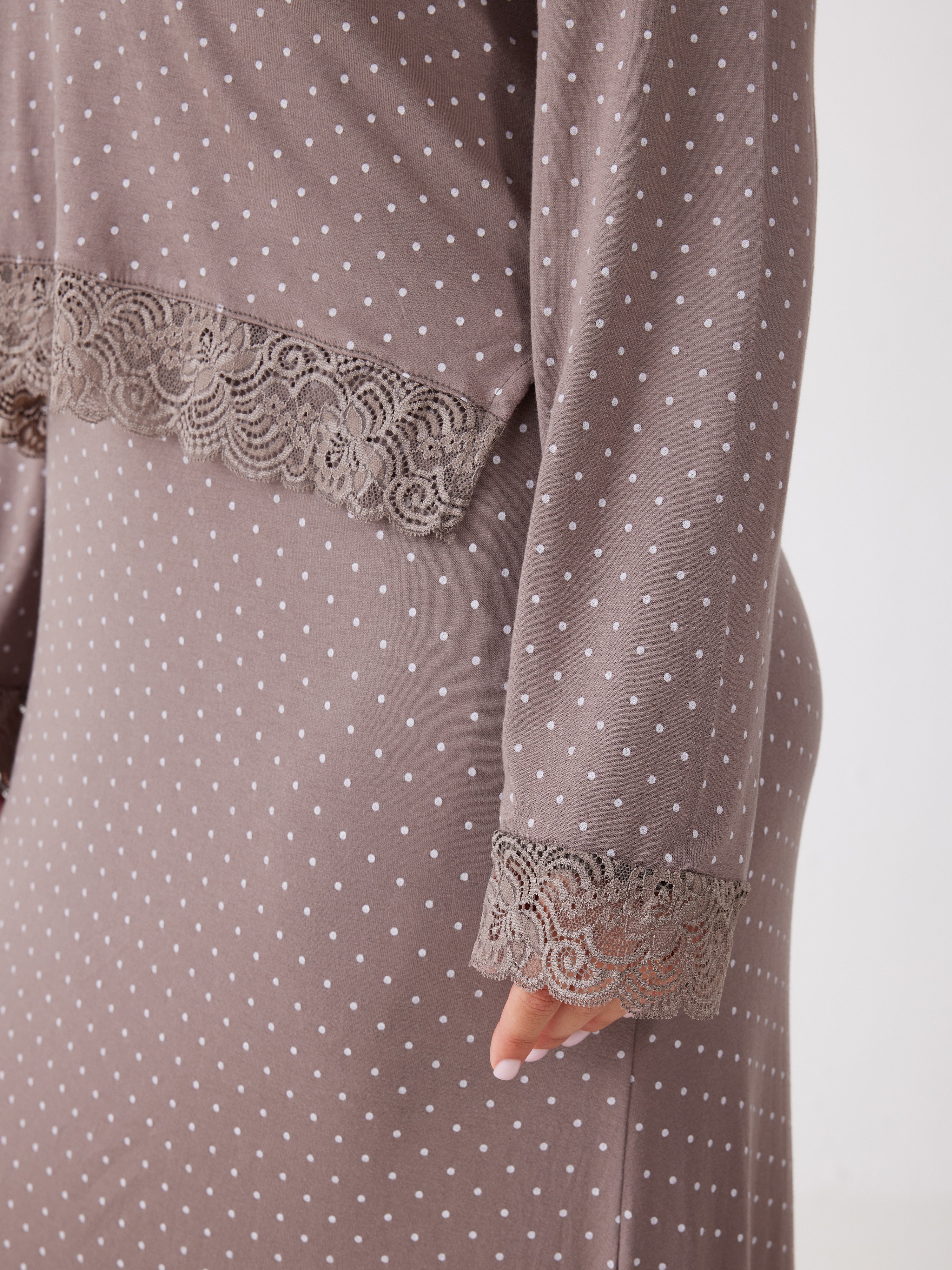 כותונת שרוול 3/4 נקודות ויסקוזה - חום