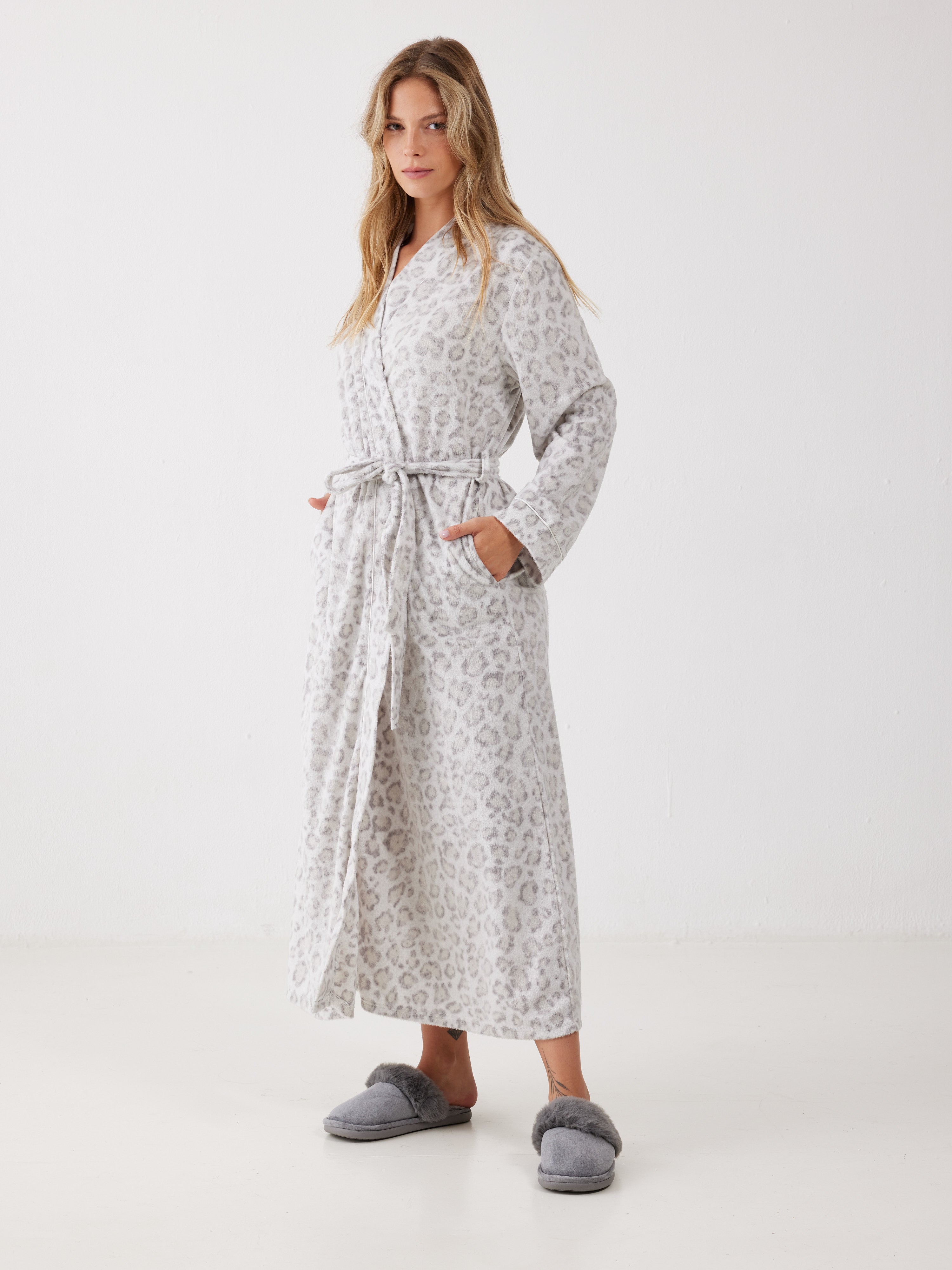 חלוק מנומר מינק - שמנת