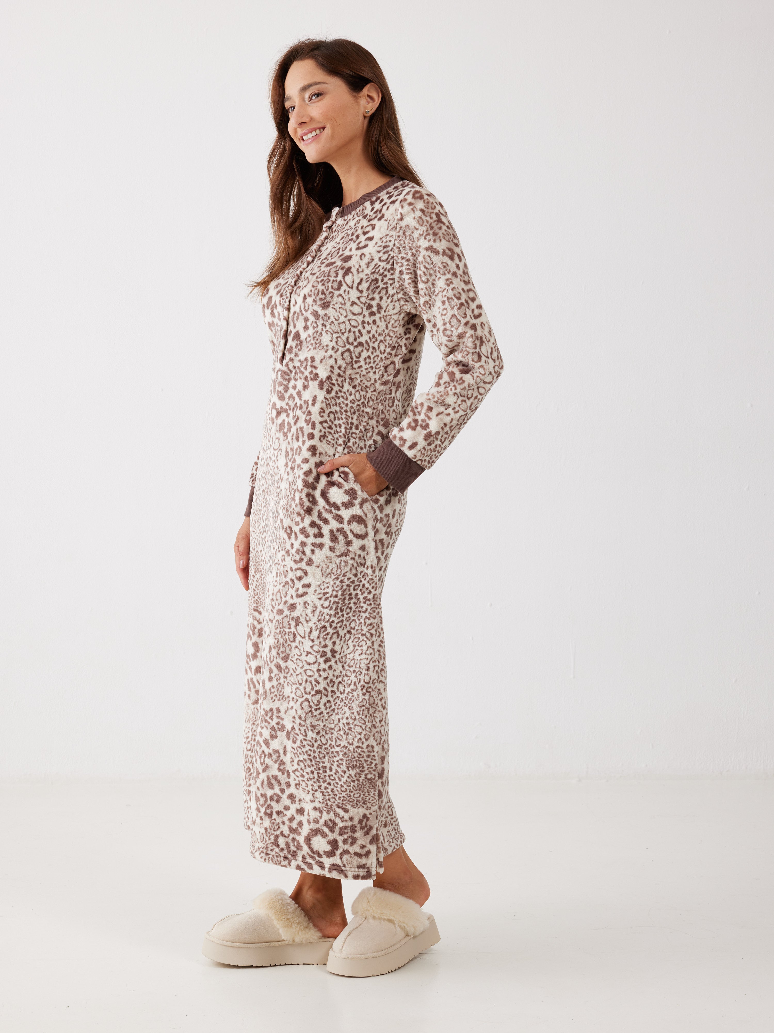 כותונת מנומרת פלאפי - חום