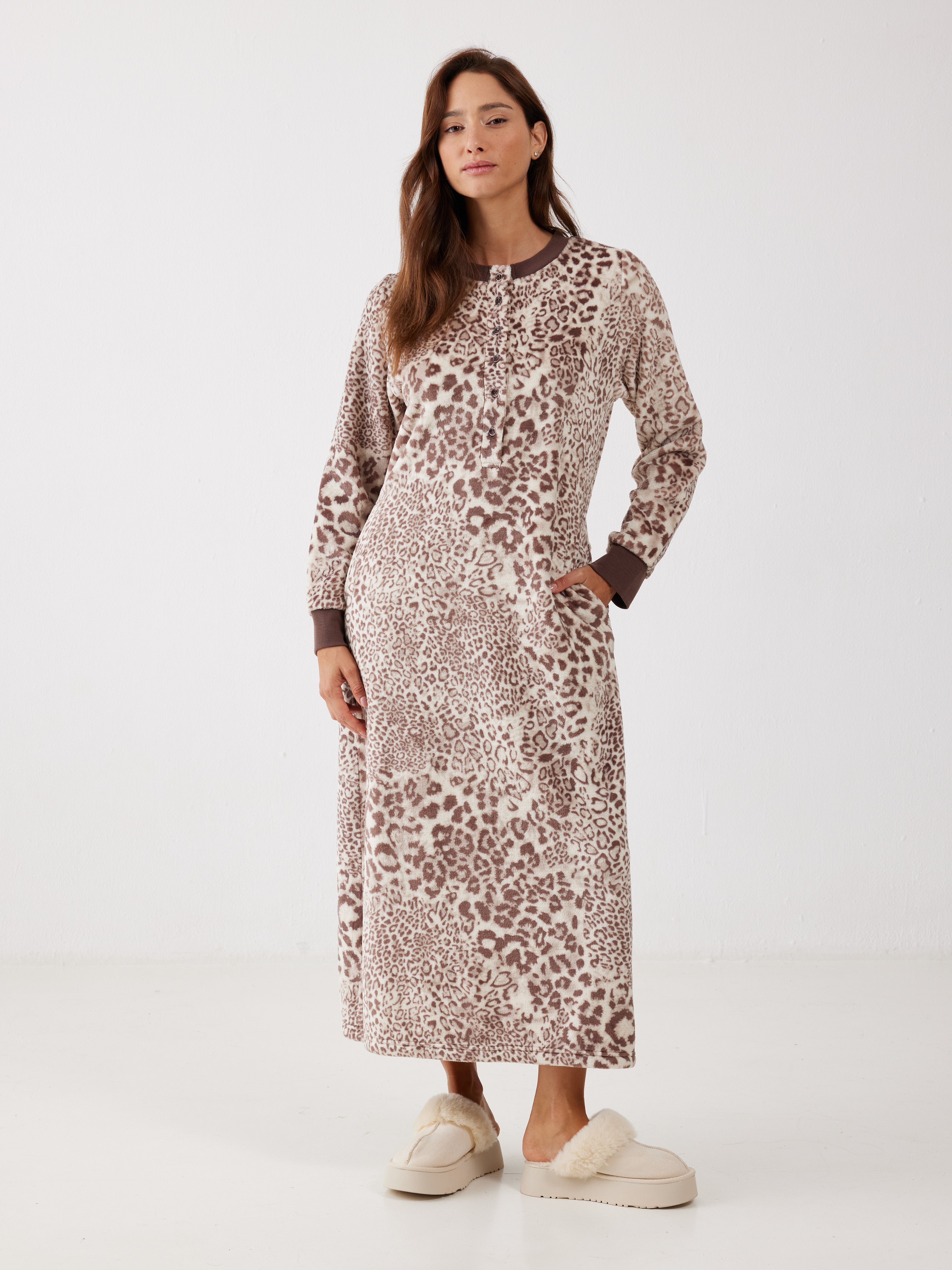 כותונת מנומרת פלאפי - חום