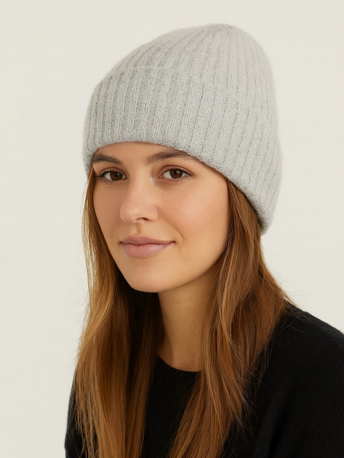 כובע צמר חלק - אפור