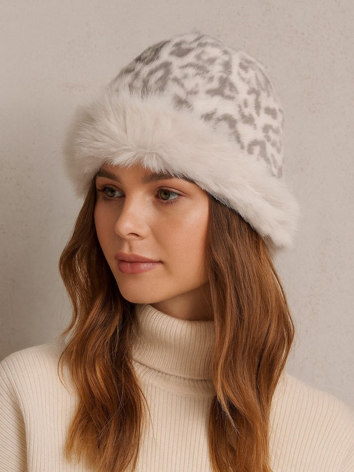 כובע מגבעת מנומרת - בז