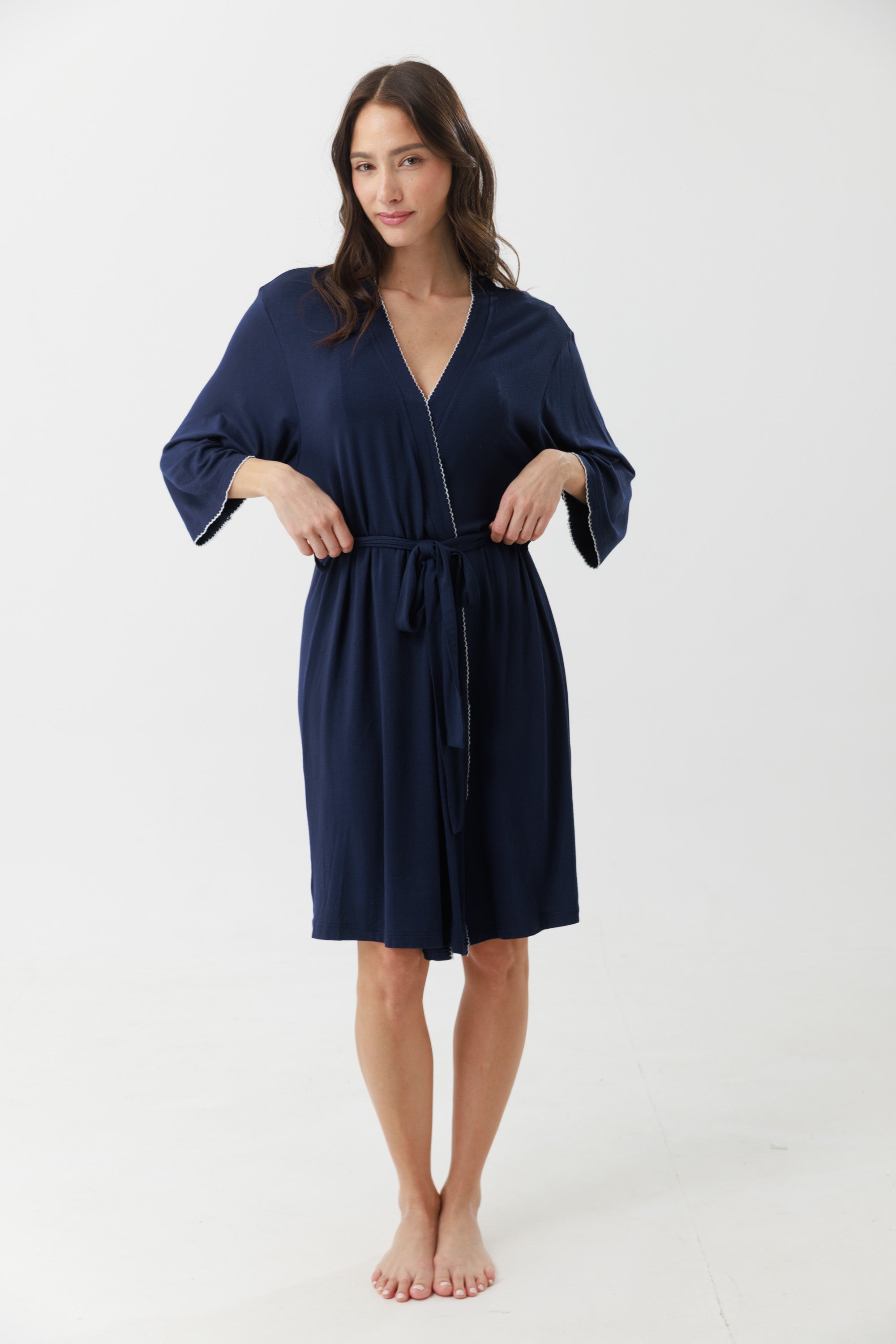 חלוק ויסקוזה - כחול נייבי