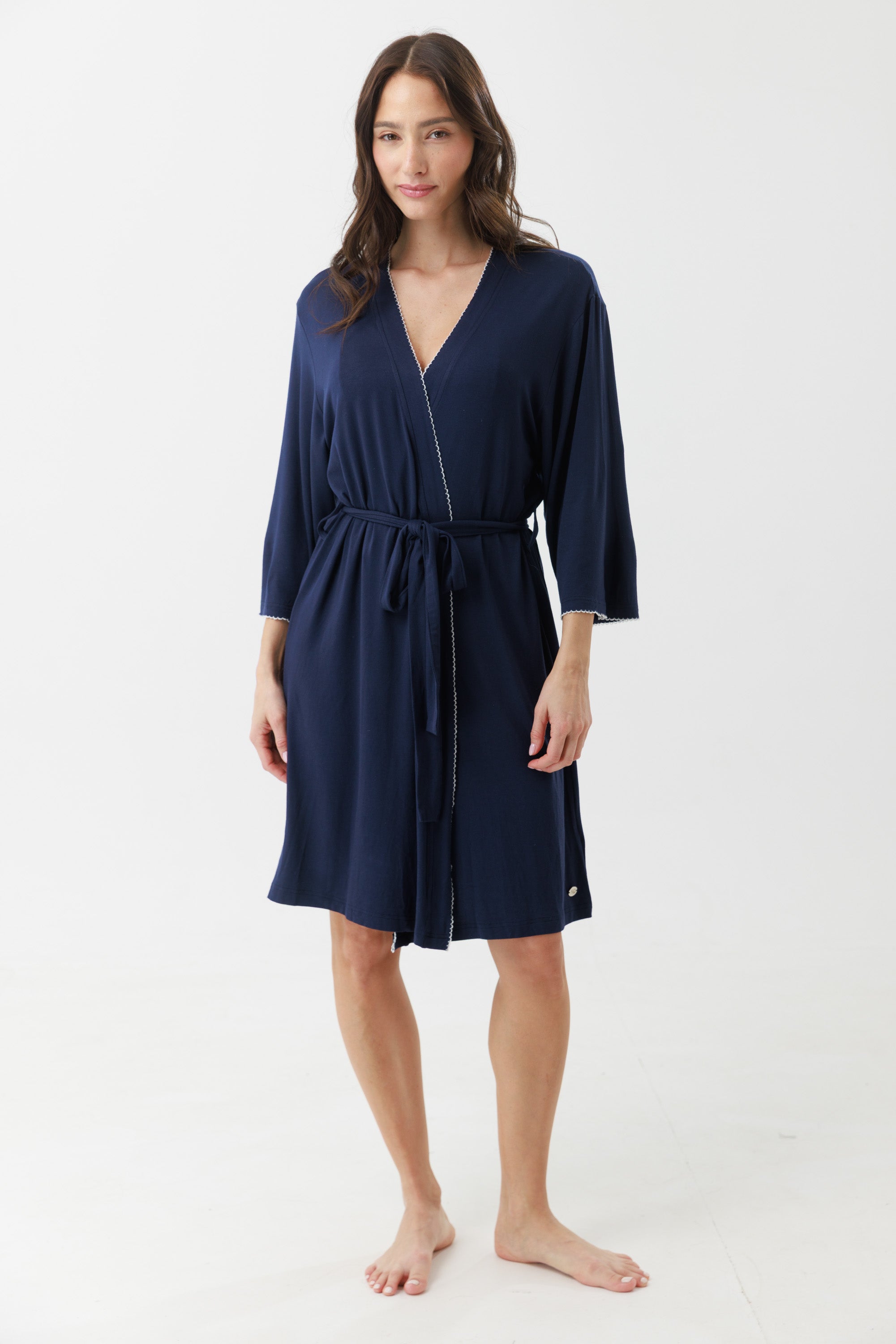 חלוק ויסקוזה - כחול נייבי