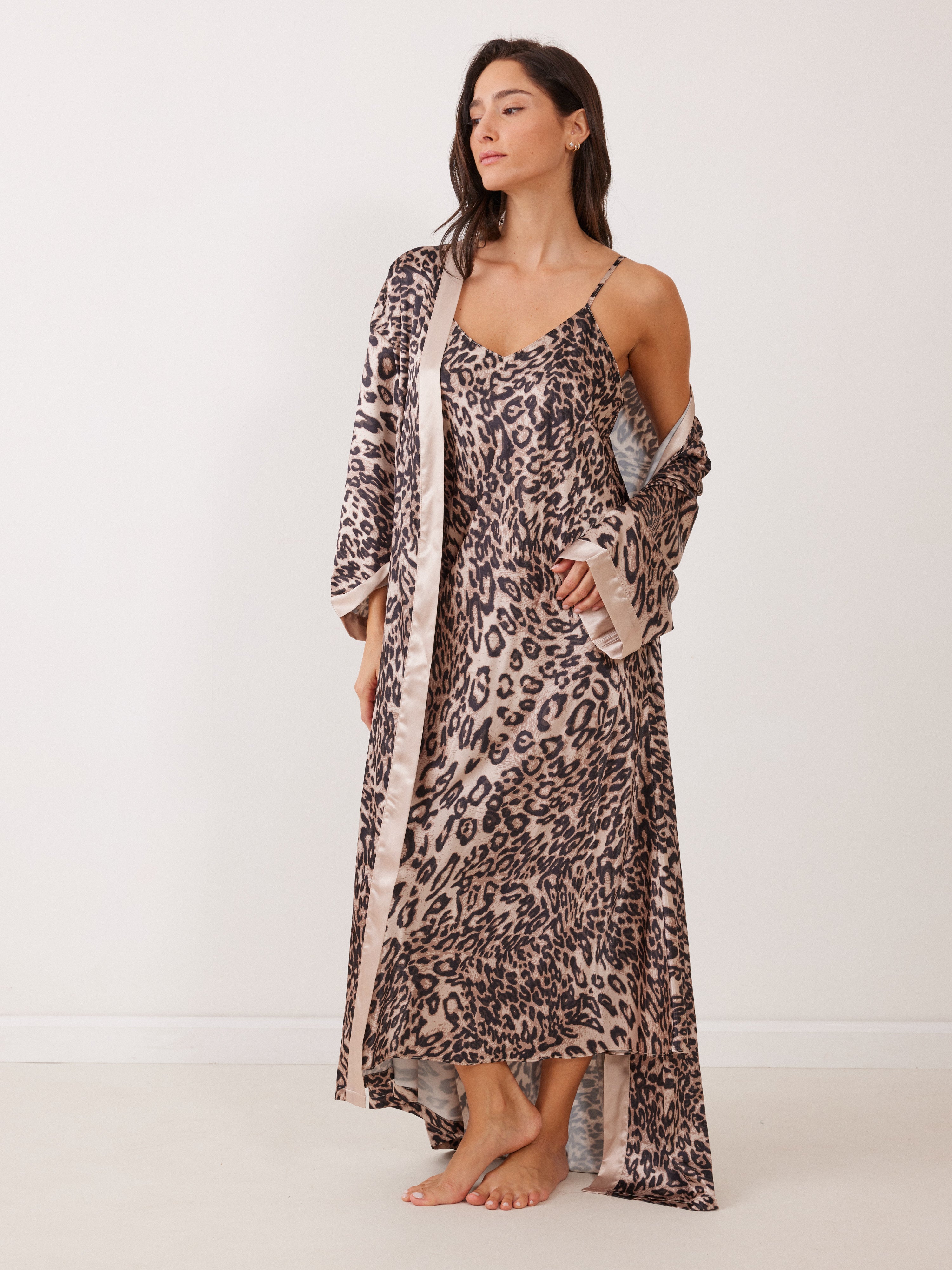 חלוק מקסי מודפס - מנומר