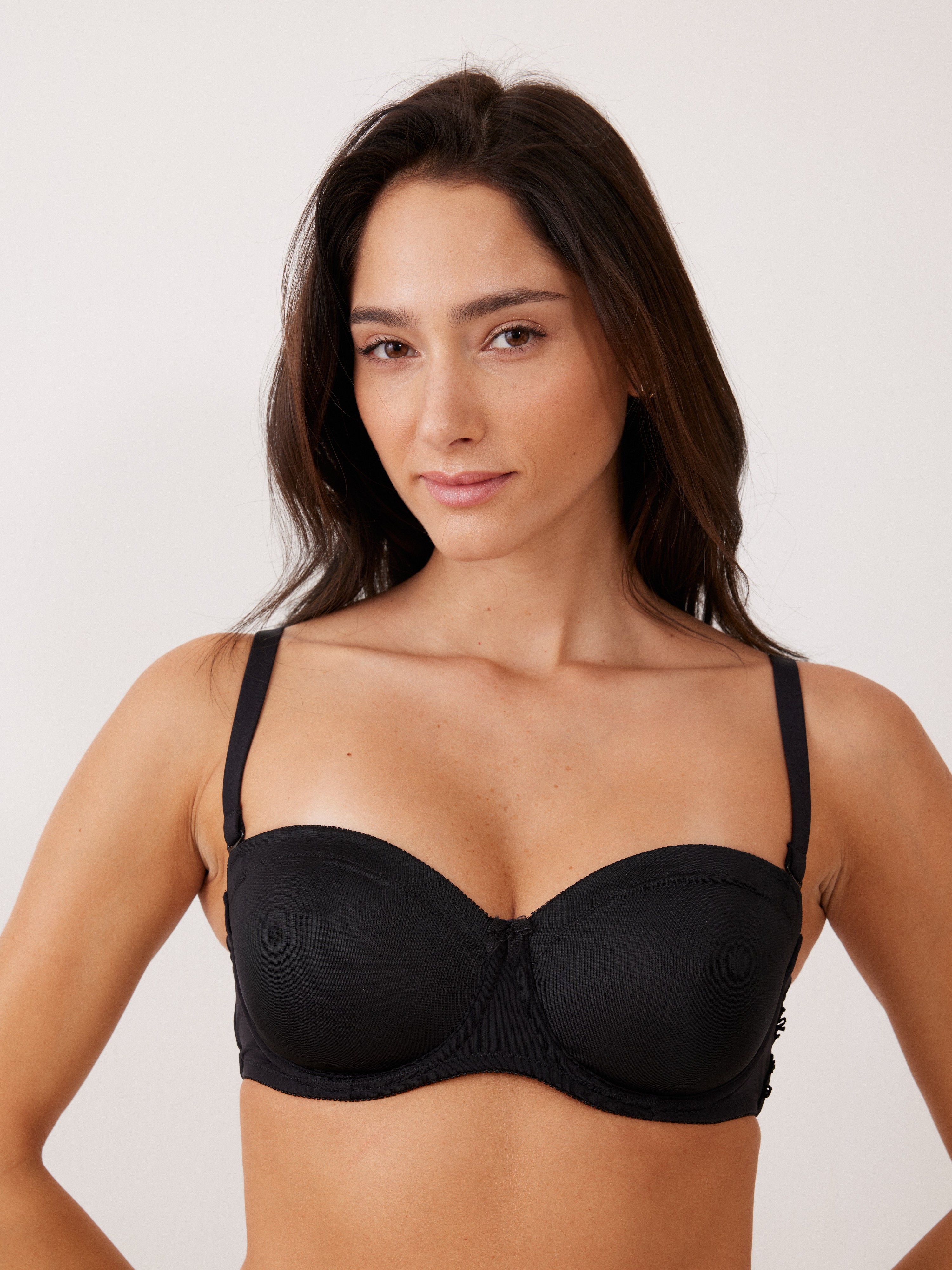 חזיית סטרפלס ללא ריפוד דומיניק - שחור