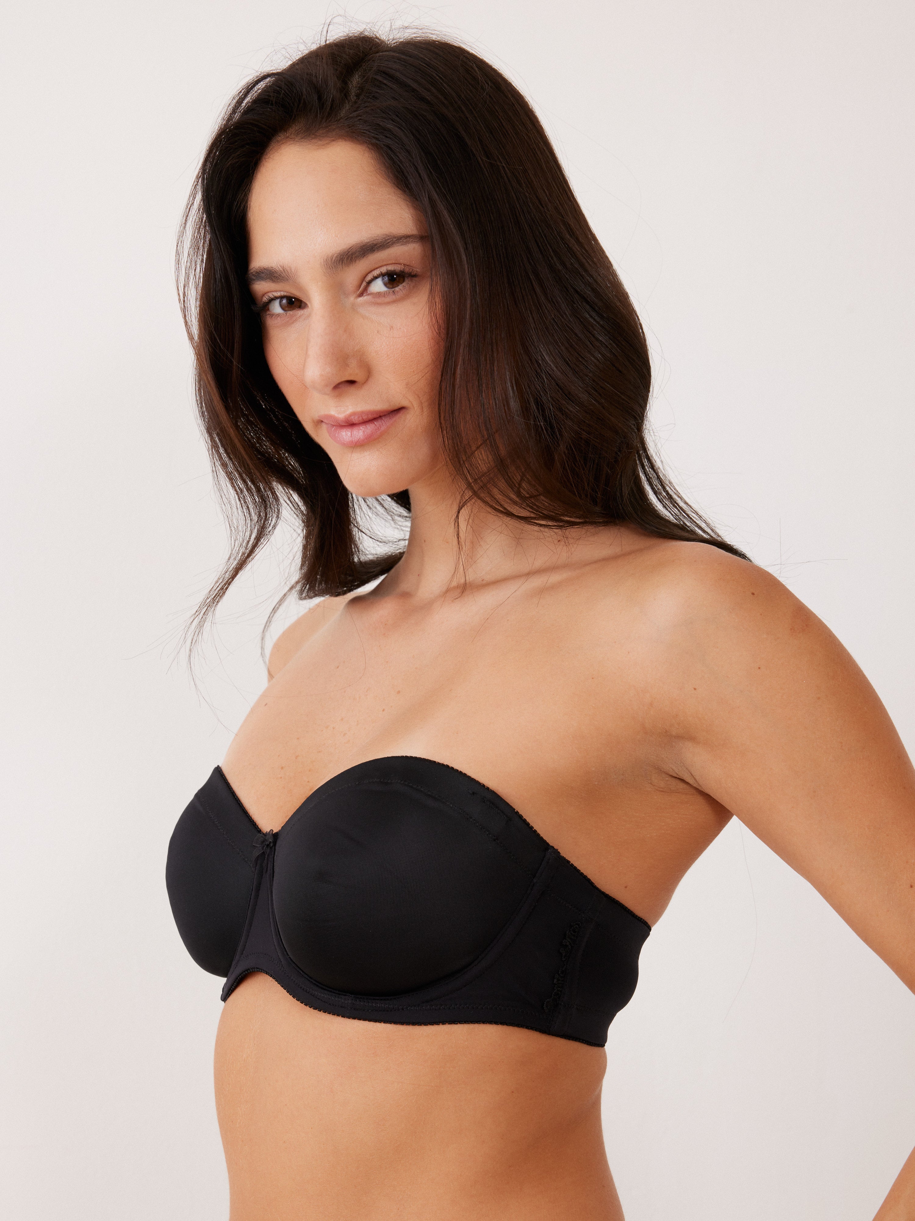 חזיית סטרפלס ללא ריפוד דומיניק - שחור