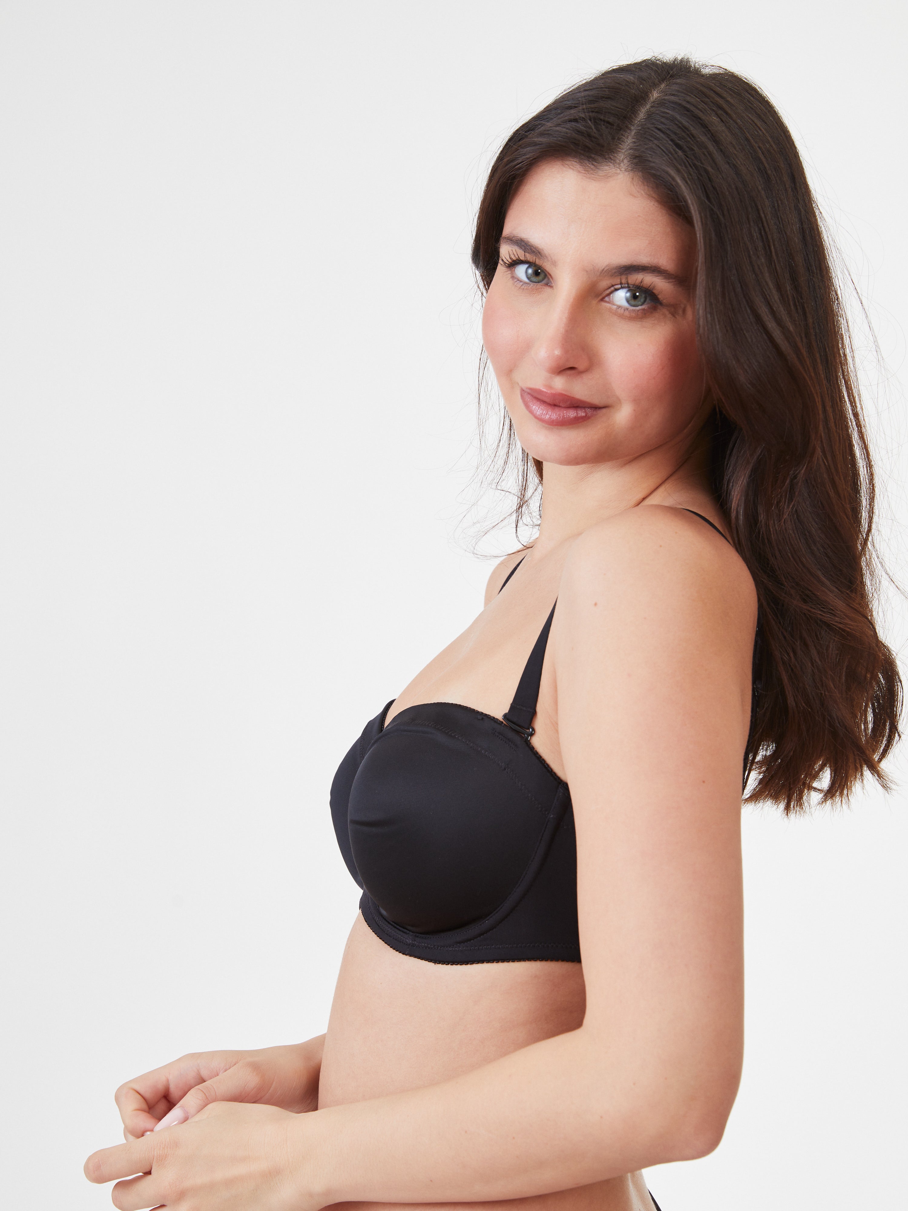 חזיית סטרפלס ללא ריפוד דומיניק - שחור