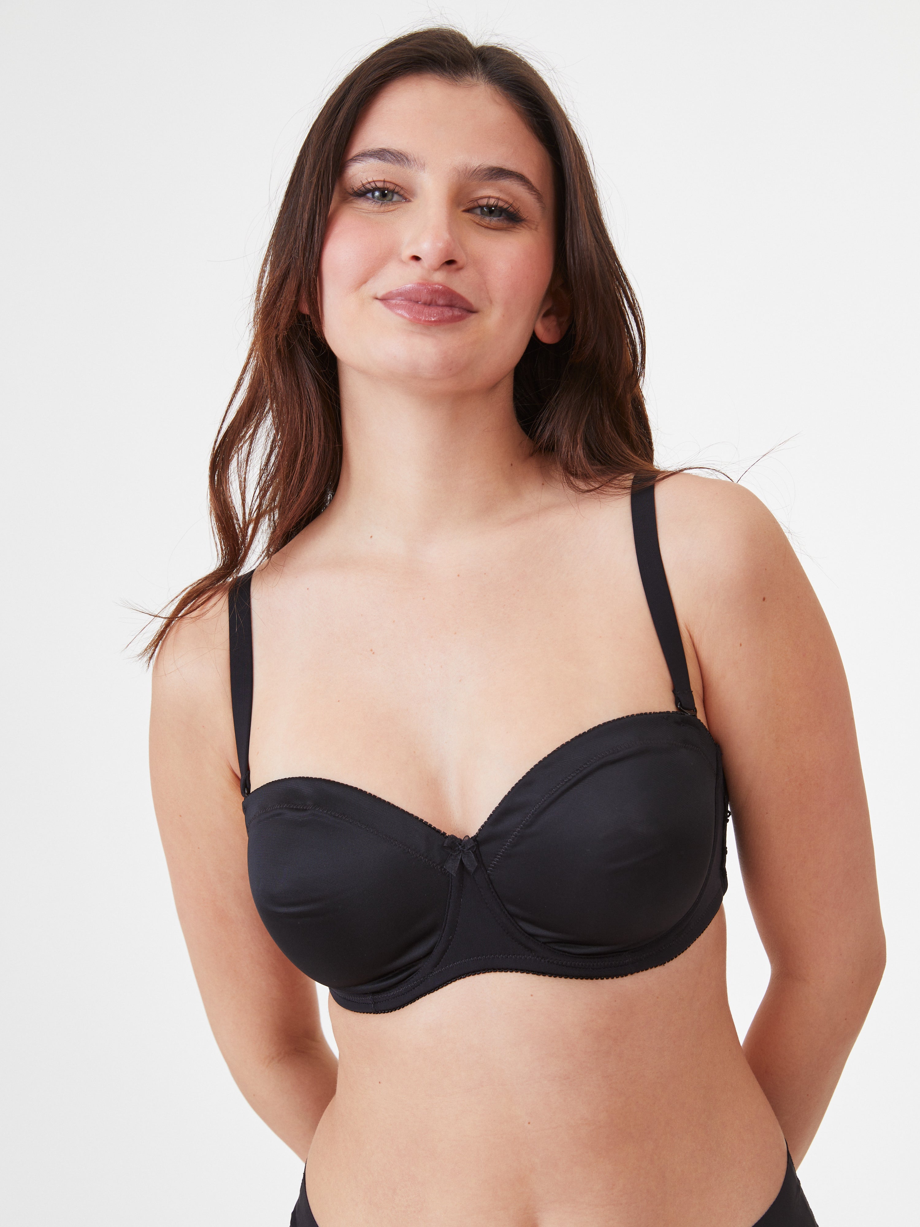 חזיית סטרפלס ללא ריפוד דומיניק - שחור