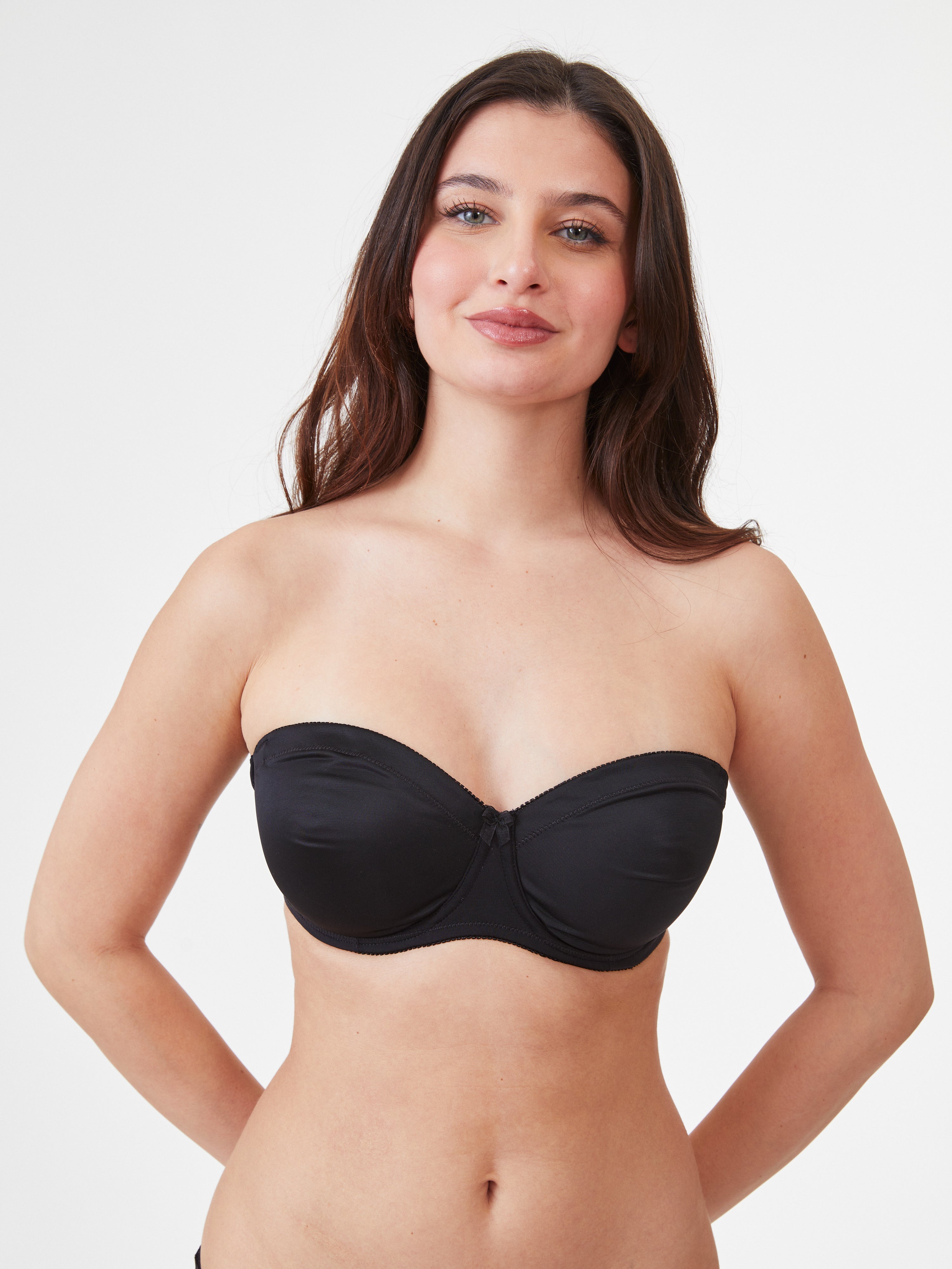 חזיית סטרפלס ללא ריפוד דומיניק - שחור