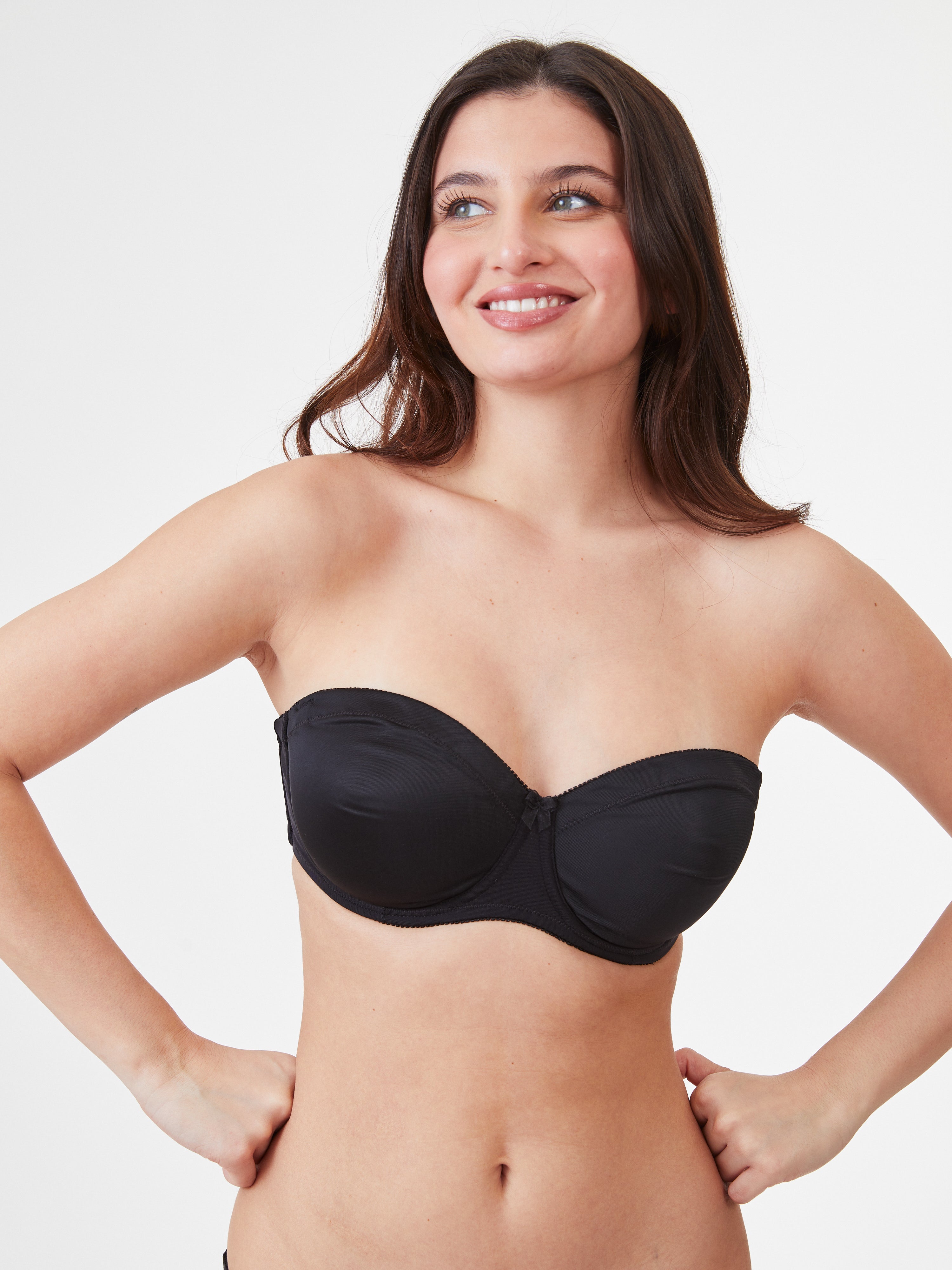 חזיית סטרפלס ללא ריפוד דומיניק - שחור