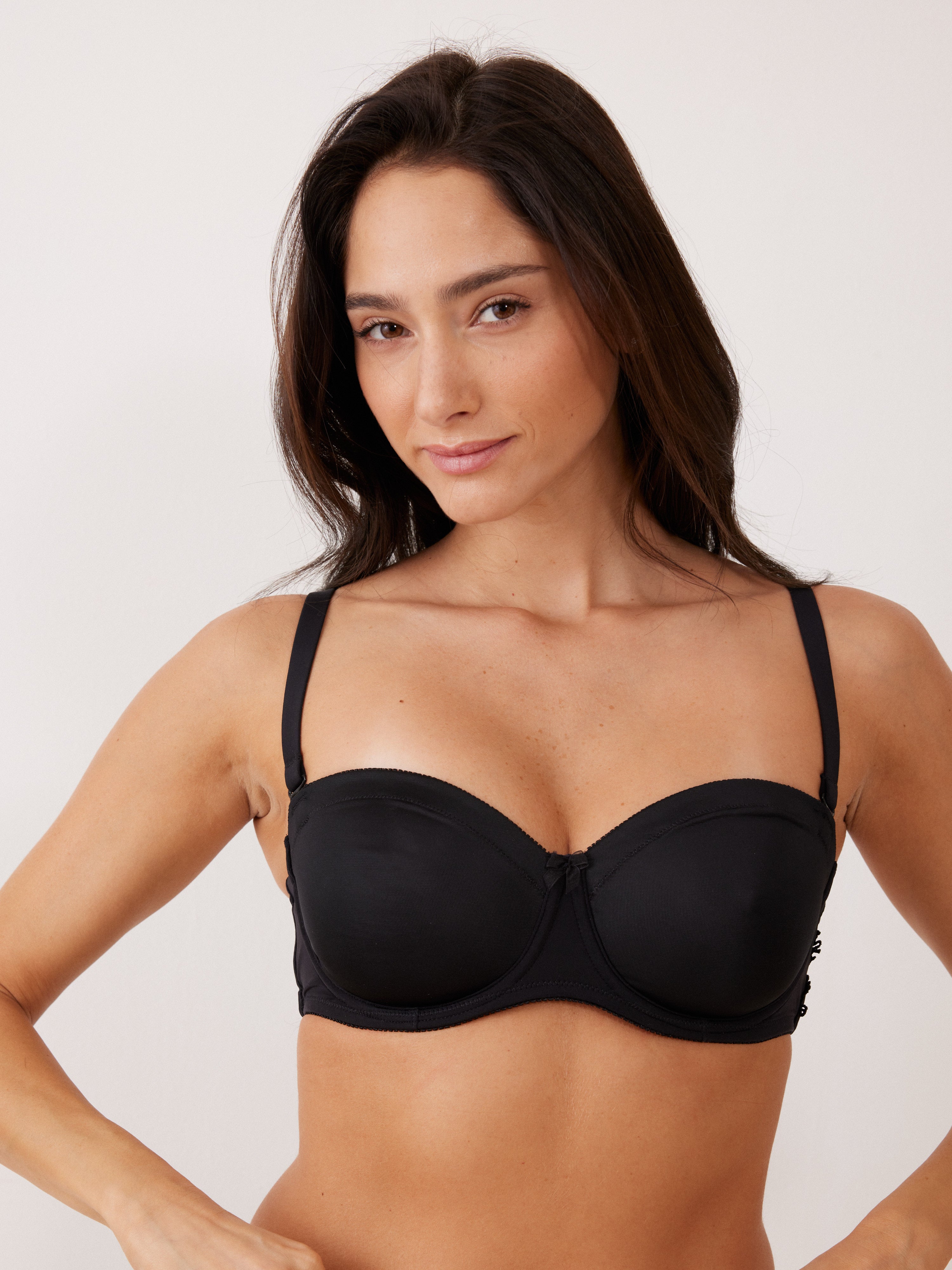 חזיית סטרפלס ללא ריפוד דומיניק - שחור