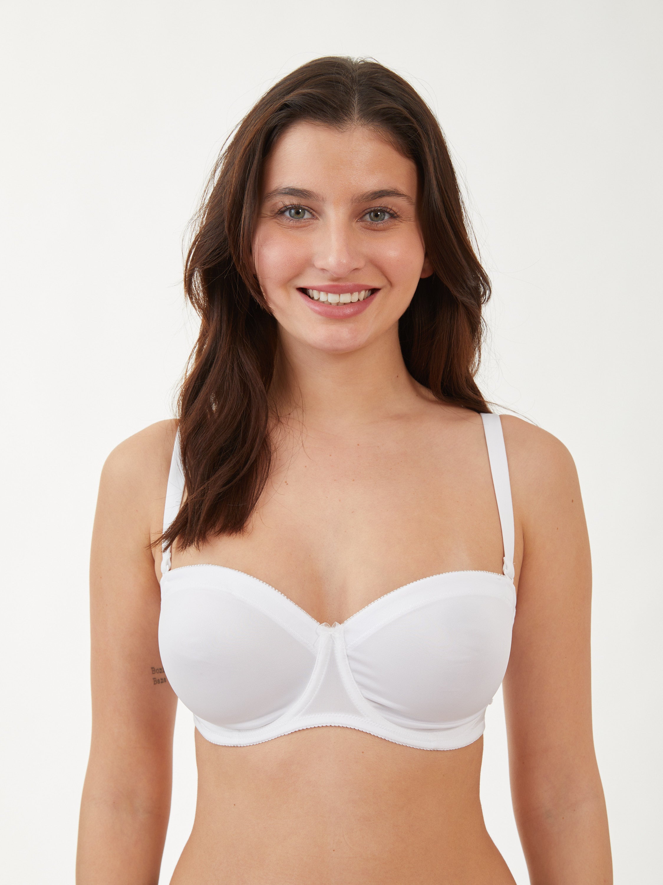 חזיית סטרפלס ללא ריפוד דומיניק - לבן