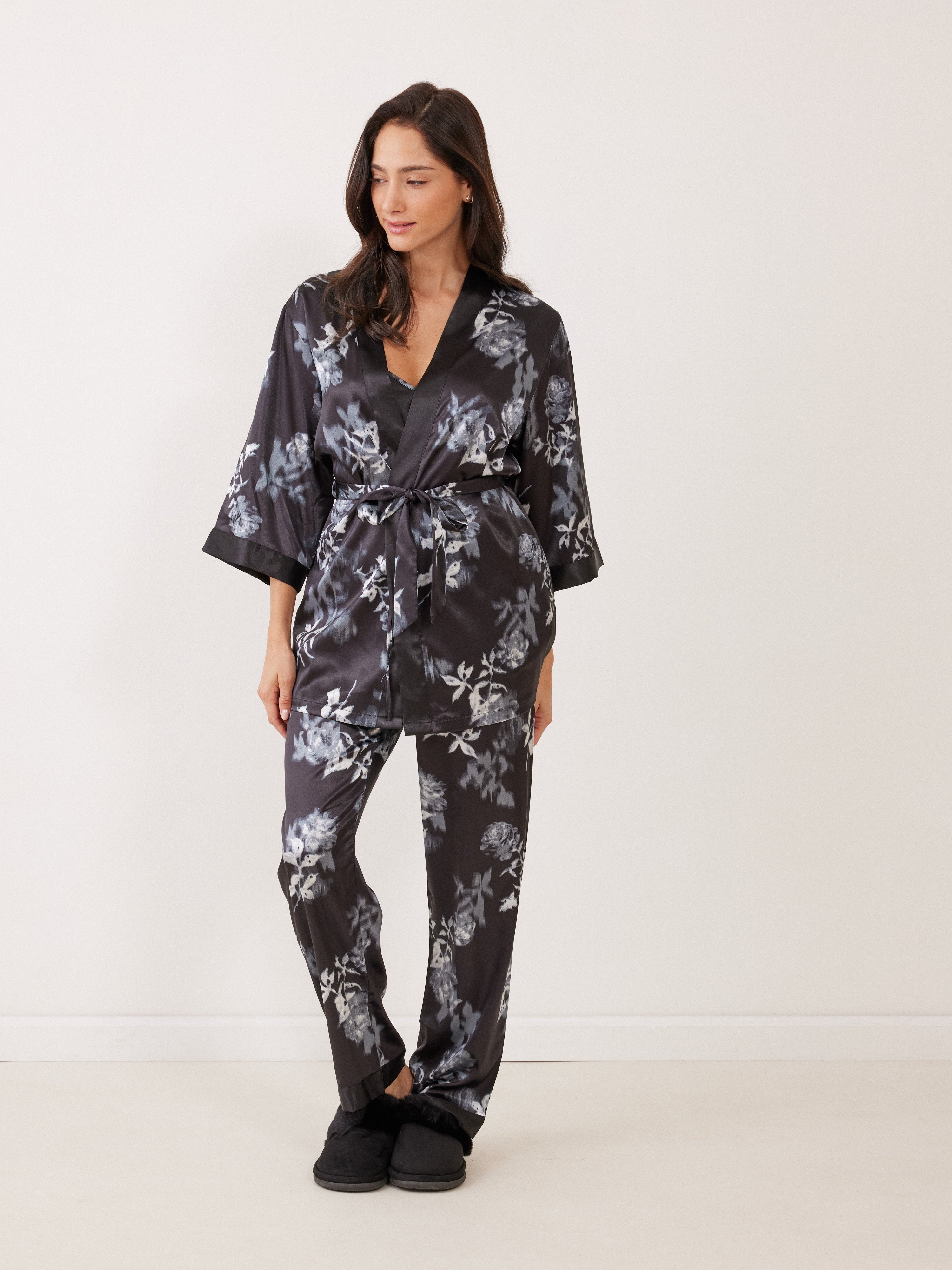 חליפת קימנו 3 חלקים מודפס - שחור