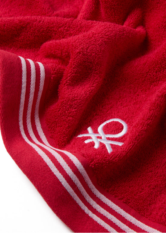סדרת Classic Benetton , מגבות ידיים חלקות עם רקמת לוגו אלגנטית - אדום