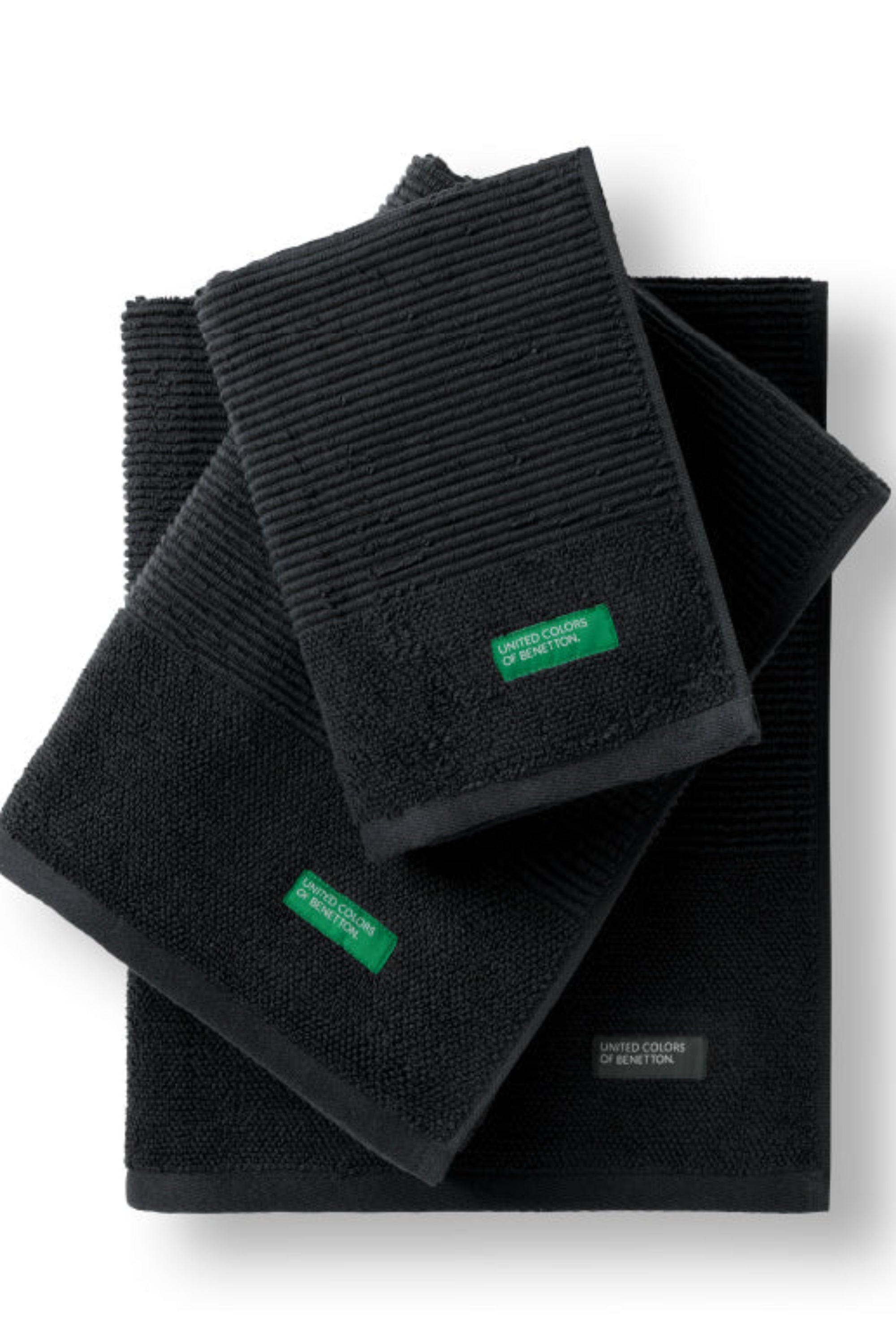 Benetton RIBS, מגבות פנים כותנה פרימיום - שחור