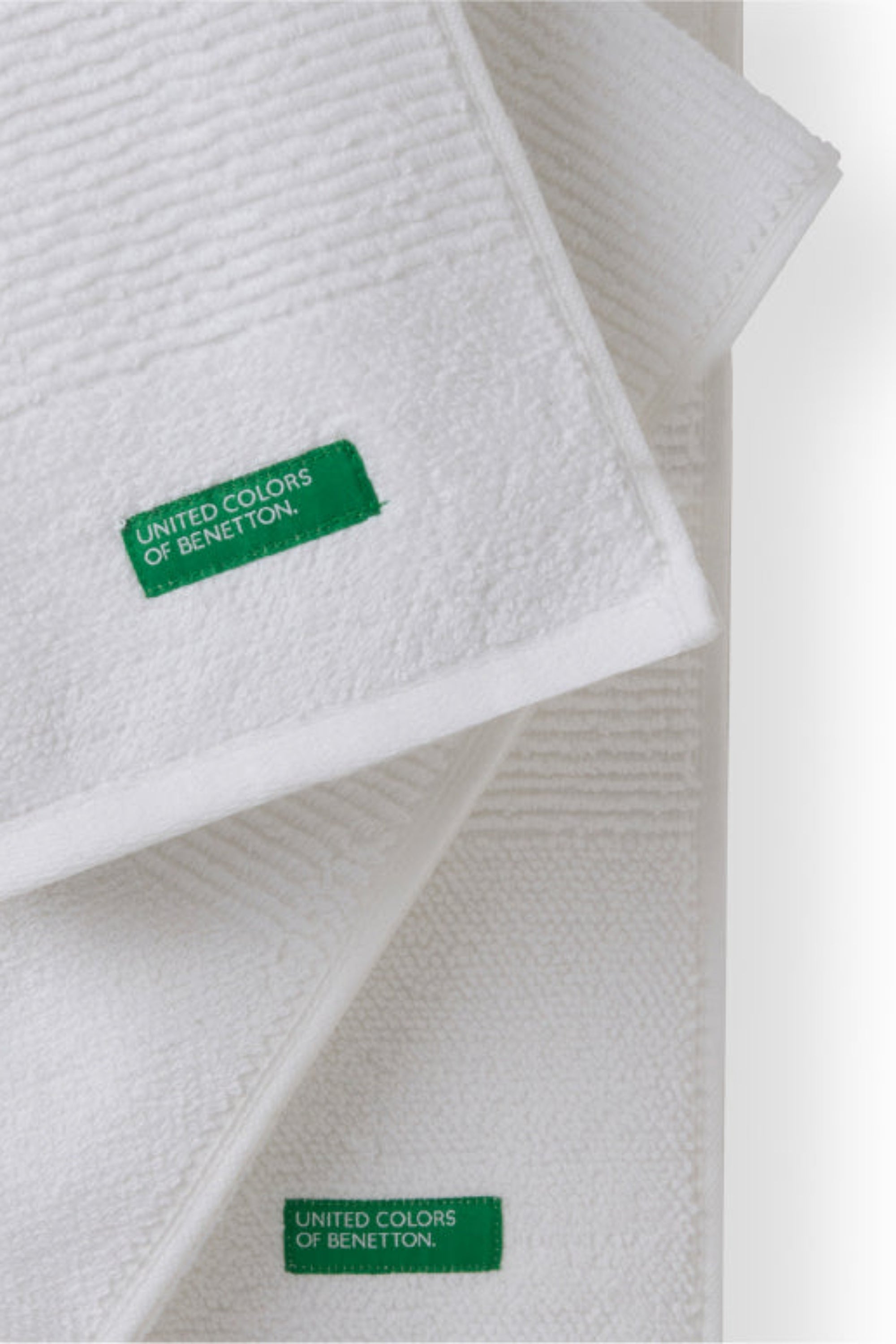 Benetton RIBS, מגבות פנים כותנה פרימיום - לבן
