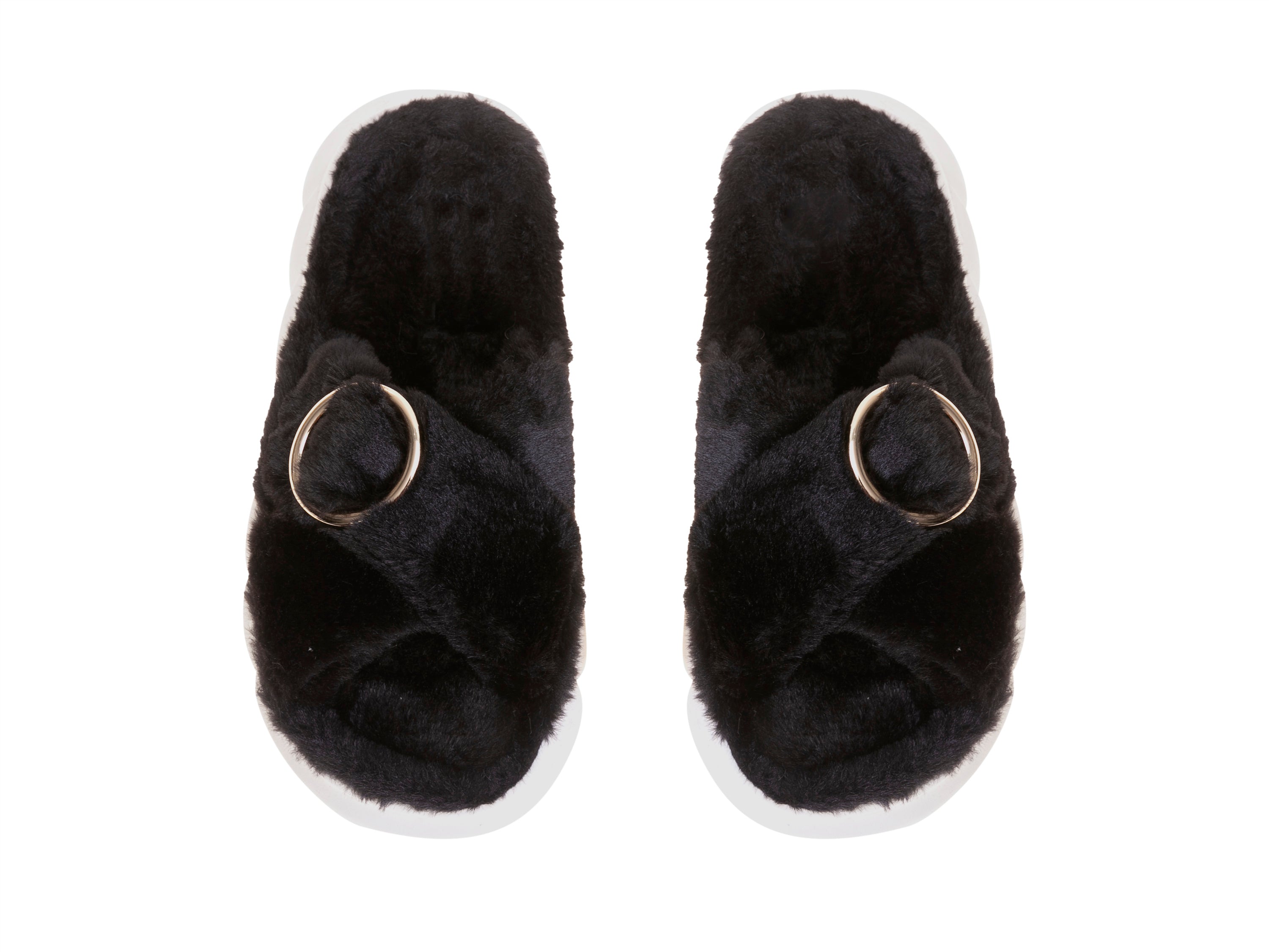 נעלי בית פרוותיות אבזם - שחור