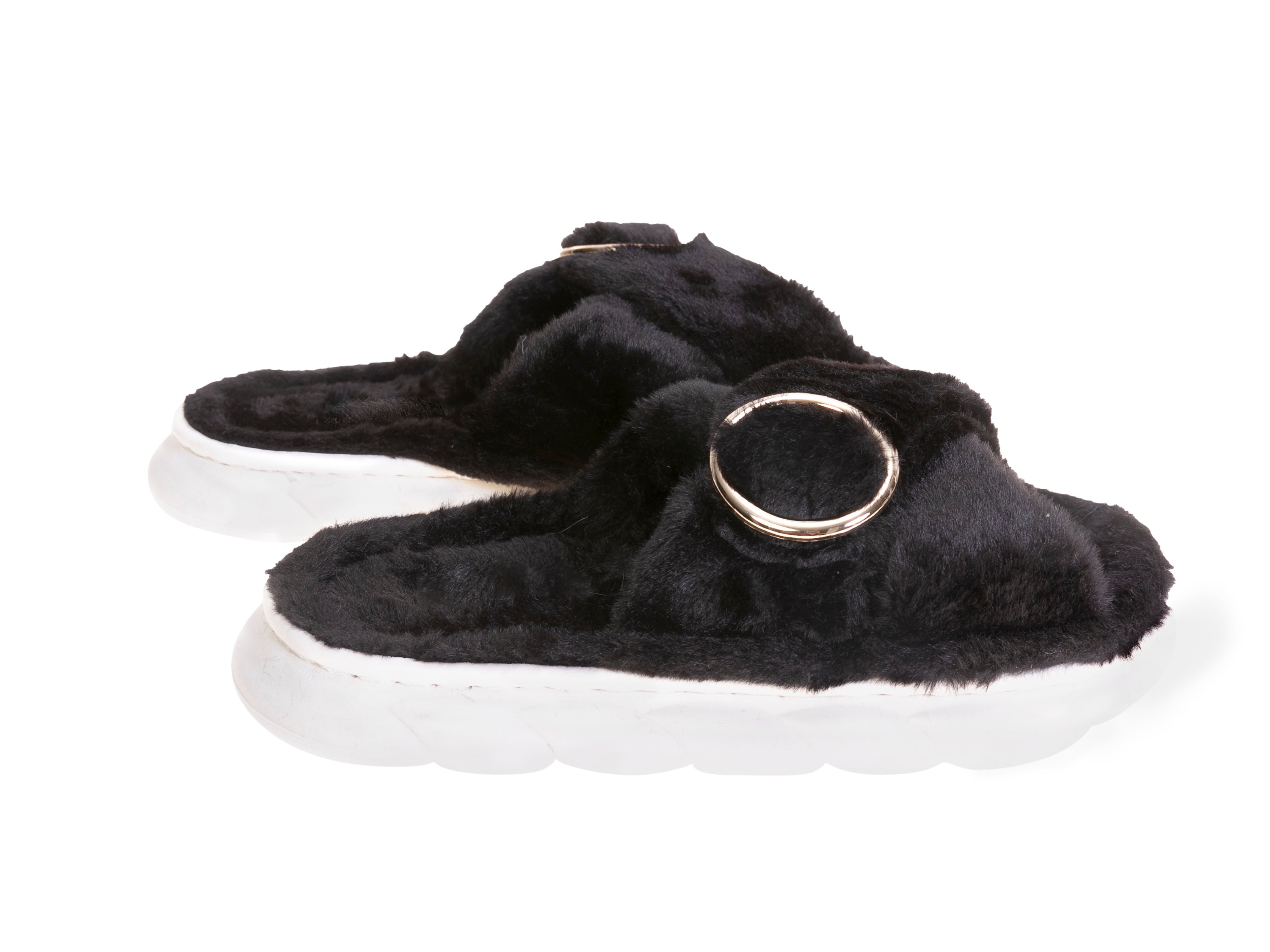 נעלי בית פרוותיות אבזם - שחור