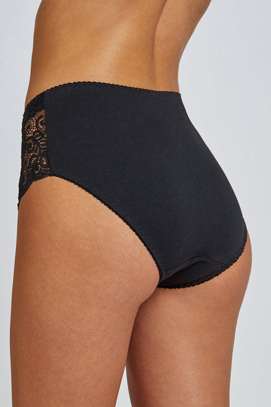 תחתון מקסי בשילוב תחרה - שחור