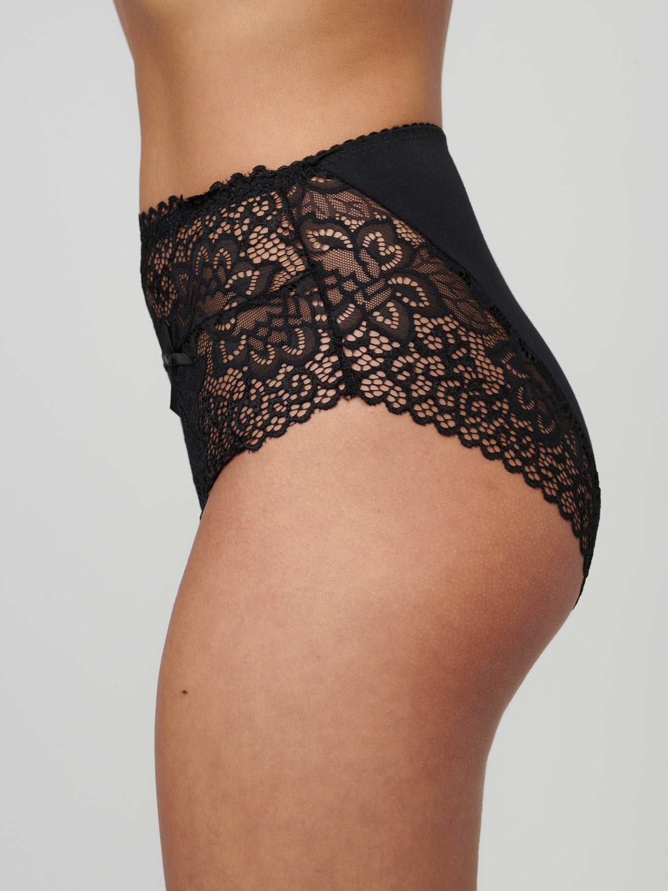 LACE MAXI תחתון כותנה שלם עם תחרה בגזרת בוקסר צבע שחור