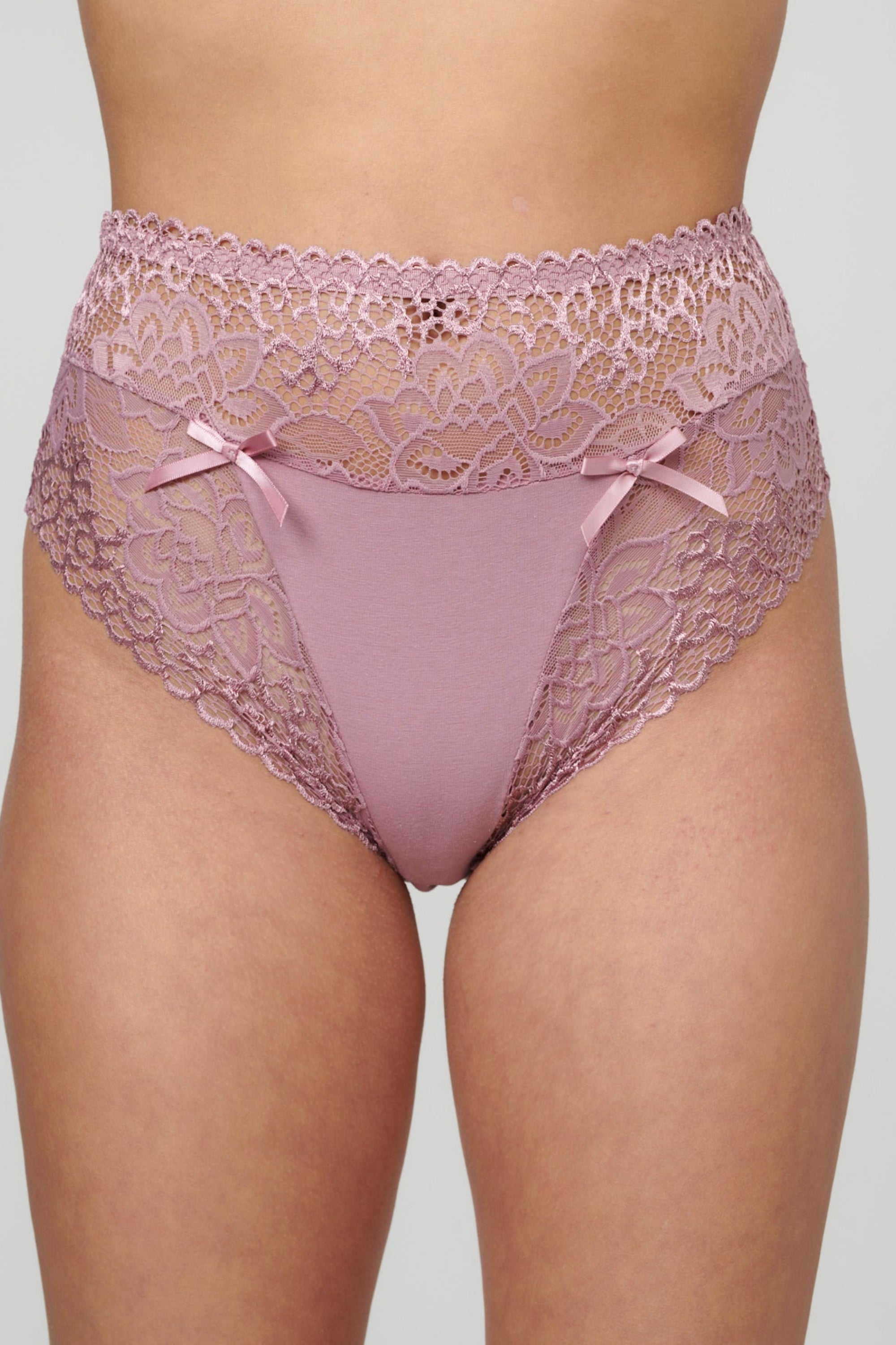 LACE MAXI תחתון כותנה שלם עם תחרה בגזרת בוקסר צבע ורוד מעושן