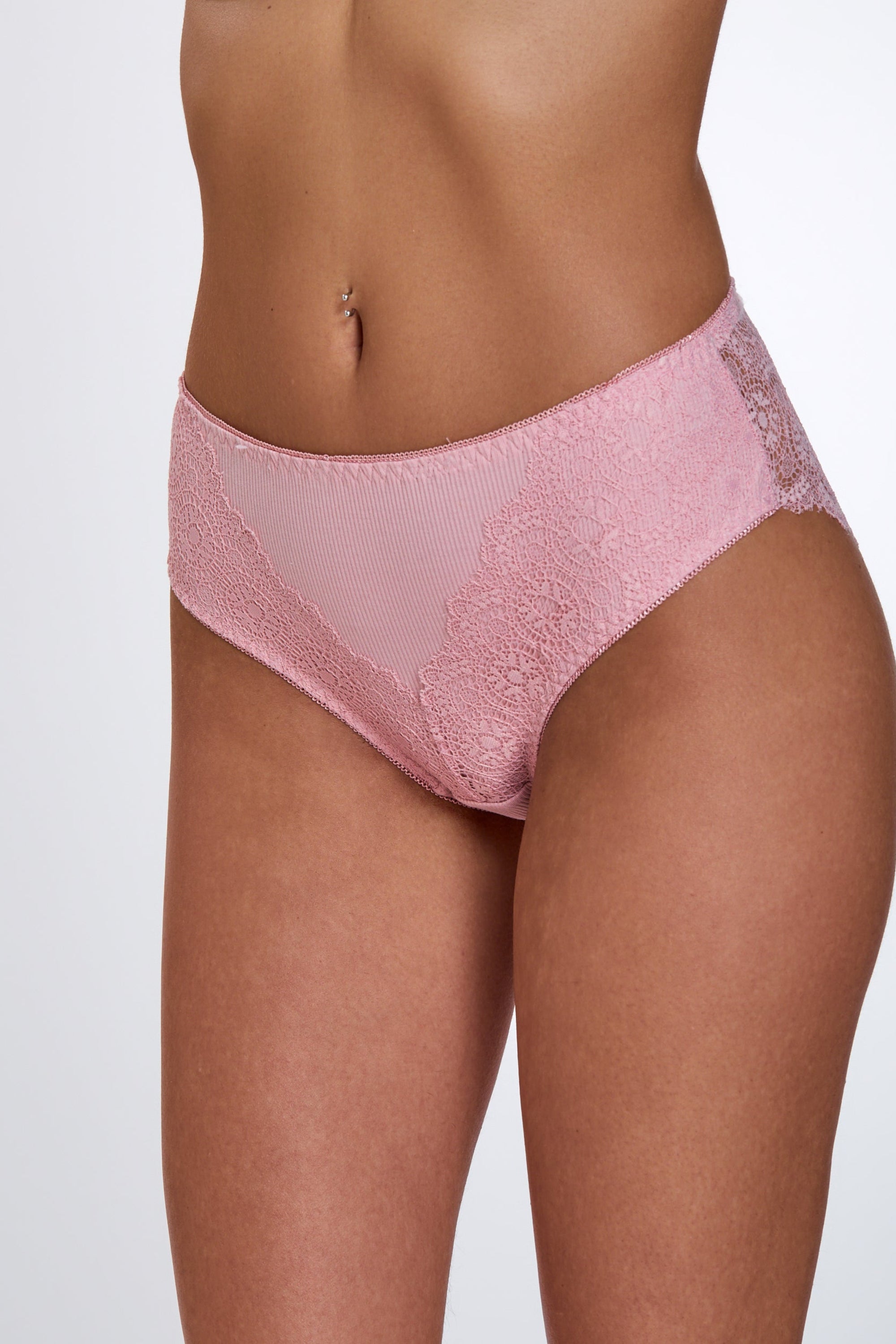 RIB LACE MAXI תחתון שלם צבע ורוד