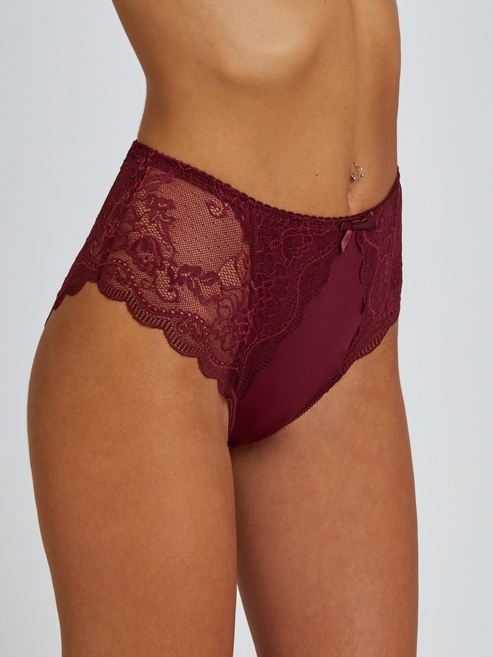 LACE MAXI תחתון שלם - בורדו*