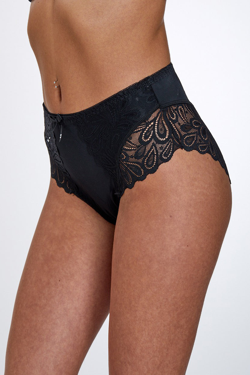 תחתוני lace Maxi - שחור**