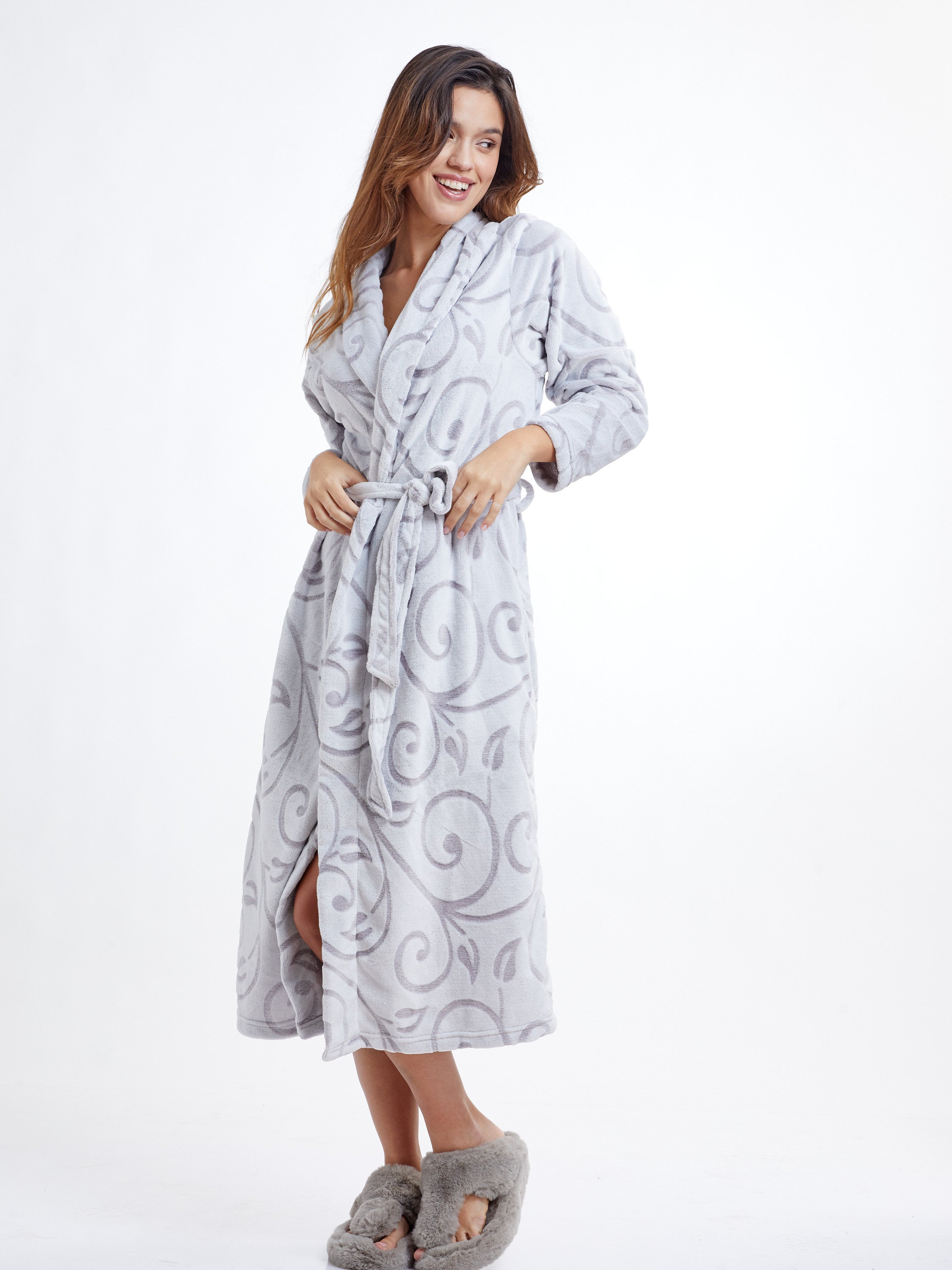 חלוק פלאפי SNOW FLUFFY ROBE - אפור