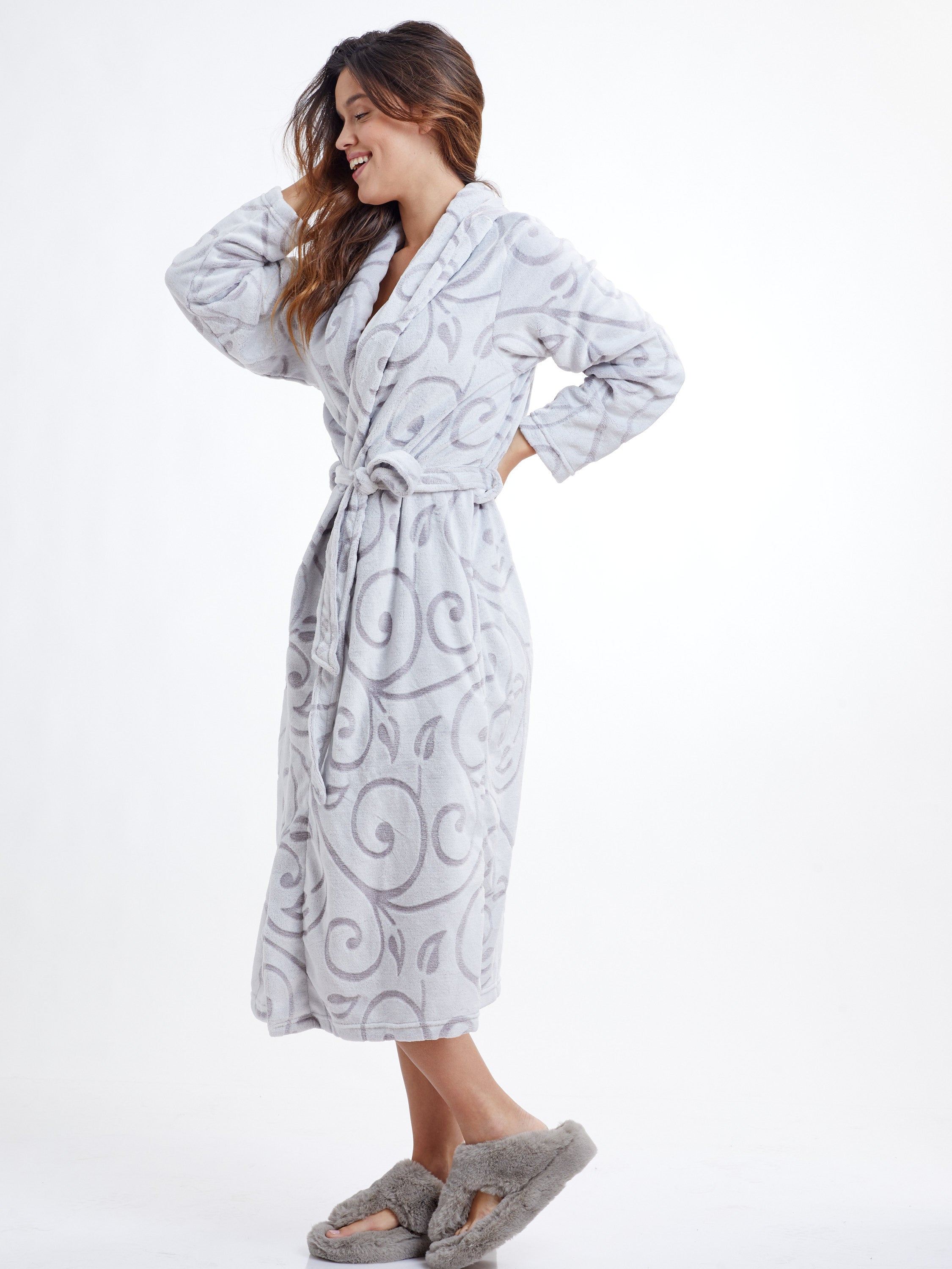 חלוק פלאפי SNOW FLUFFY ROBE - אפור