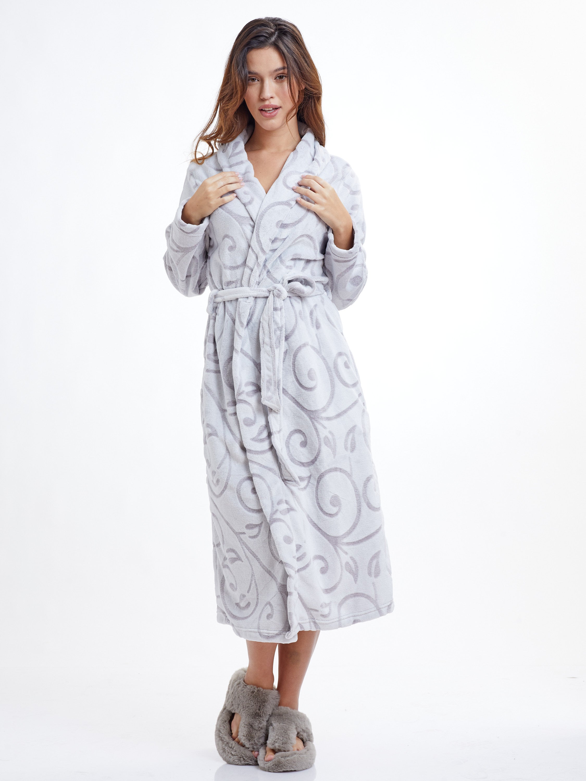 חלוק פלאפי SNOW FLUFFY ROBE - אפור
